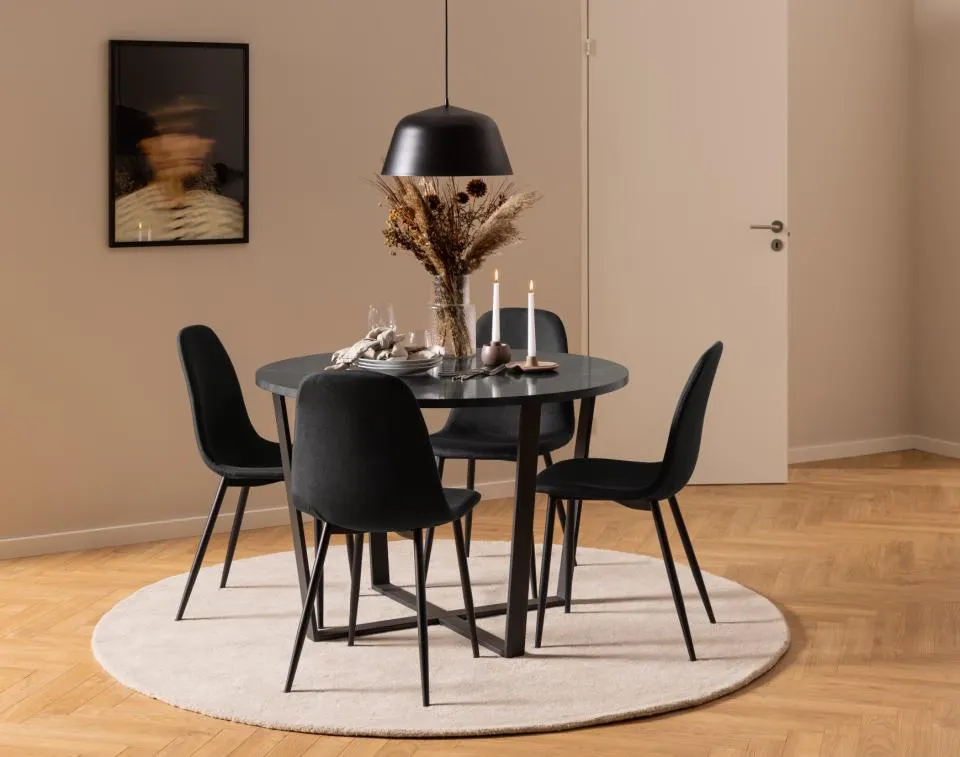 Krzesło tapicerowane Aruba Czarny, Czarny ( zestaw 4 sztuk ) - 0000102086