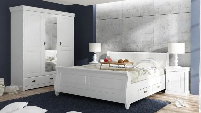 Łóżko sosnowe z 4 szufladami Toskania 180cm Biały - PL2029B