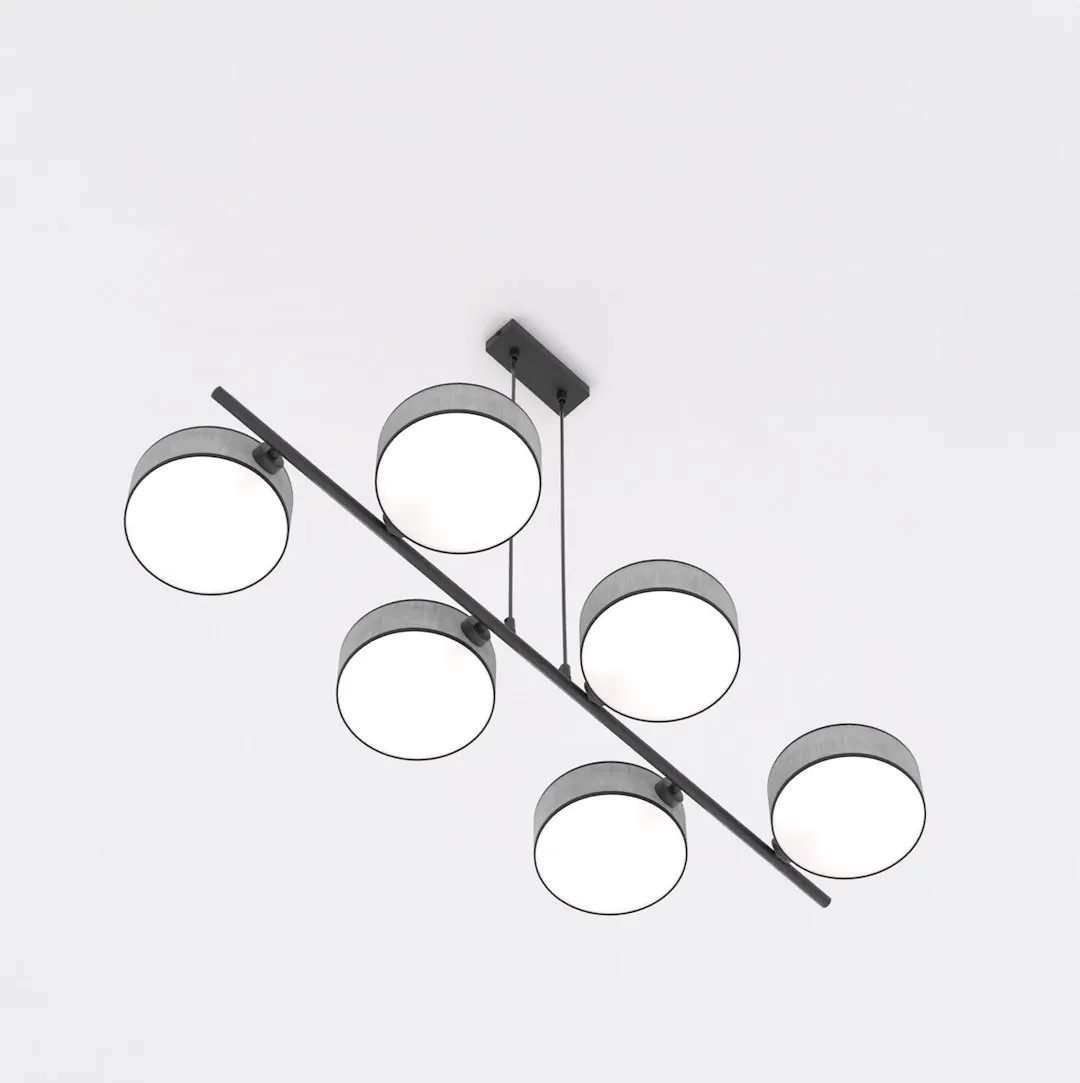 Lampa wisząca DRUMZ 6 abażur szary - 1564/6