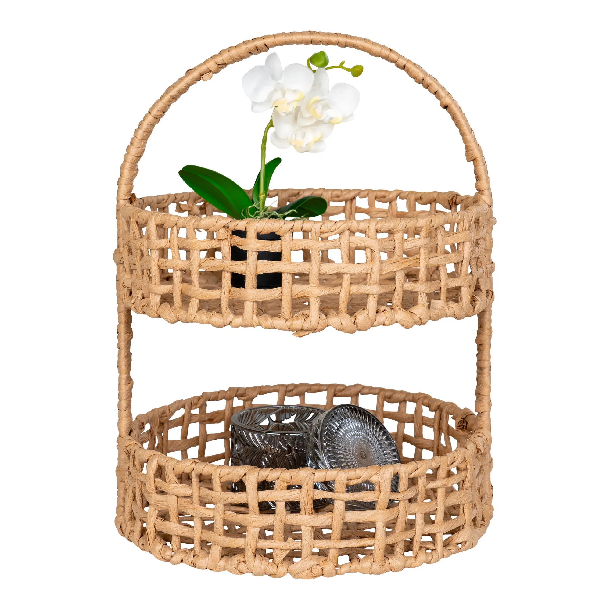 Taca do serwowania ANADIA fi29x39 cm papier metal naturalna - 4401540