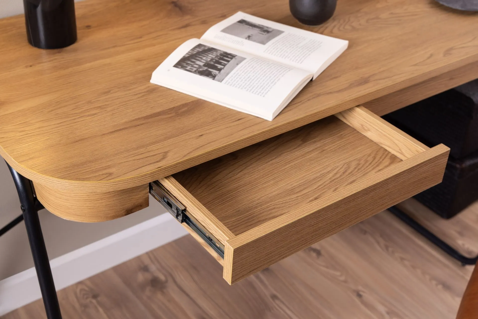 Biurko z 2 szufladami BLUETON 60x120 cm Naturalny, Czarny - 0000103752