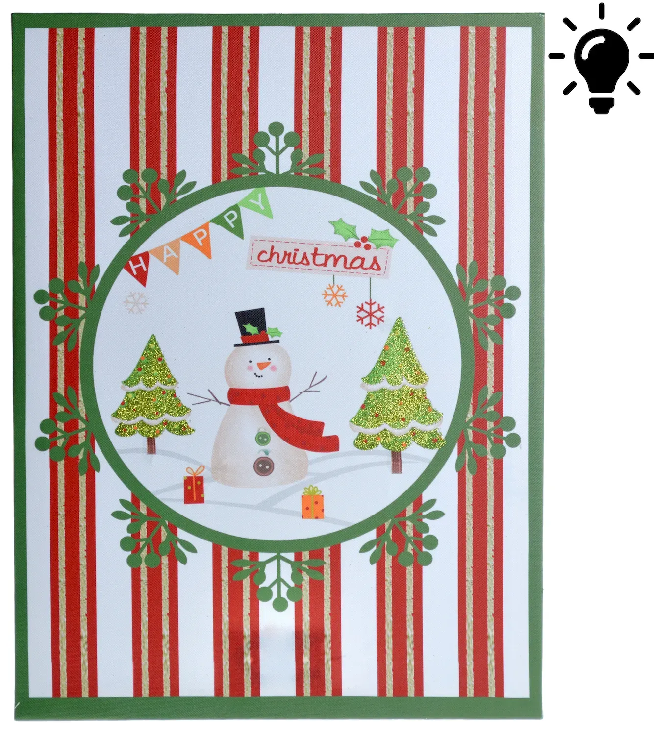 Obraz LED Z BAŁWANEM czerwony zielony