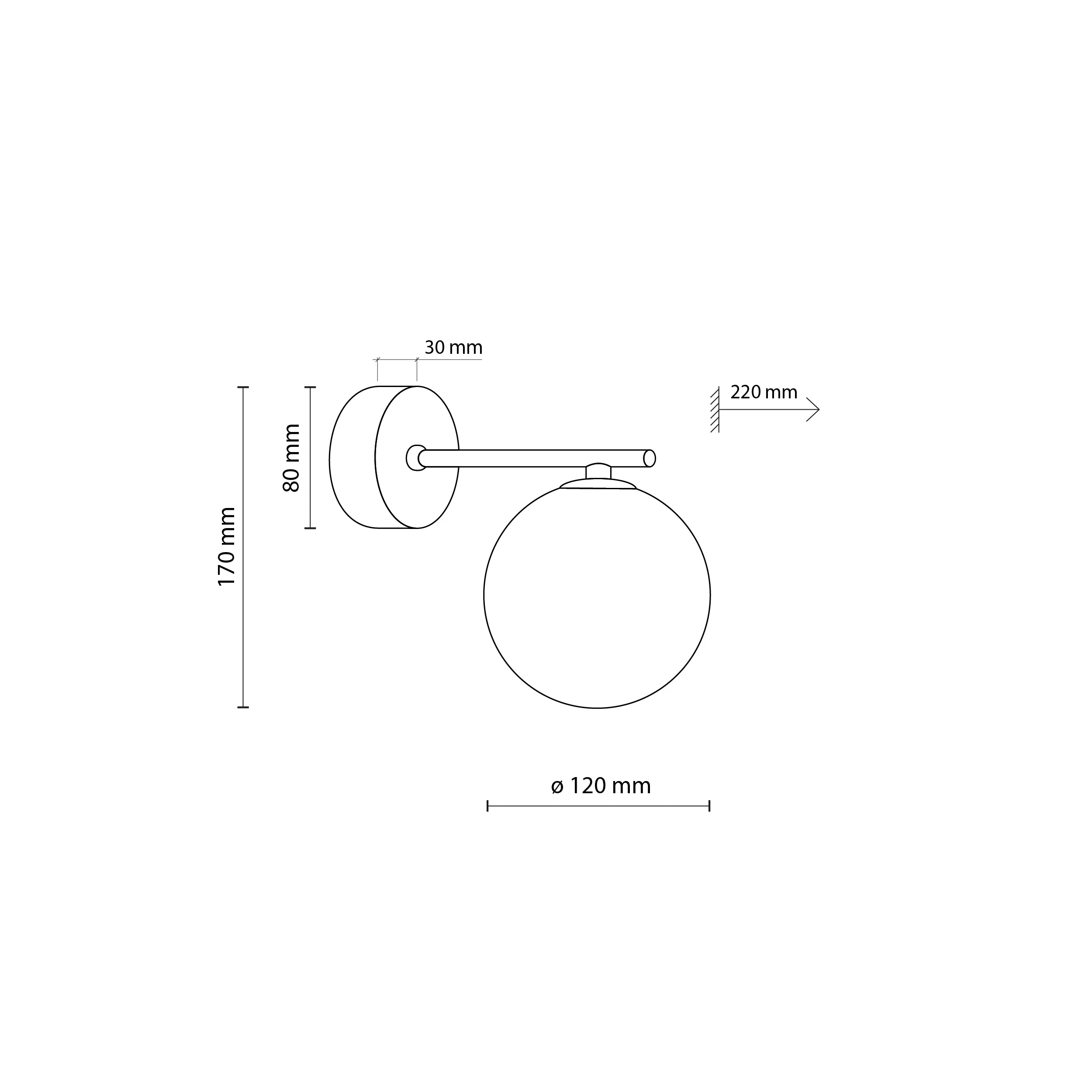Kinkiet ESTERA czarny z szarym lustrzanym okrągłym kloszem 22x17x12cm - TK_4777