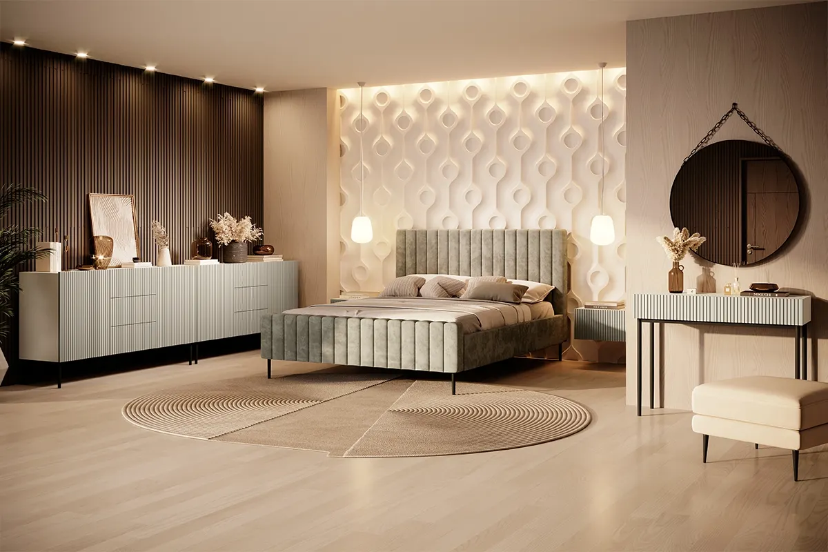 Komoda z 3 szufladami NICOLE 150 - kremowa - czarny stelaż - B_57192