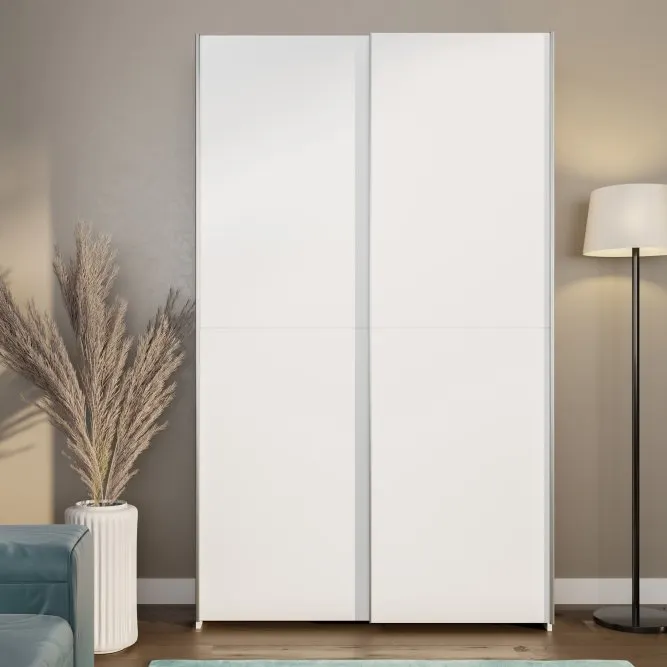 Szafa 2-drzwiowa HOME NOOK drążek i półki drzwi przesuwne 120cm biała - HMNS62232-120