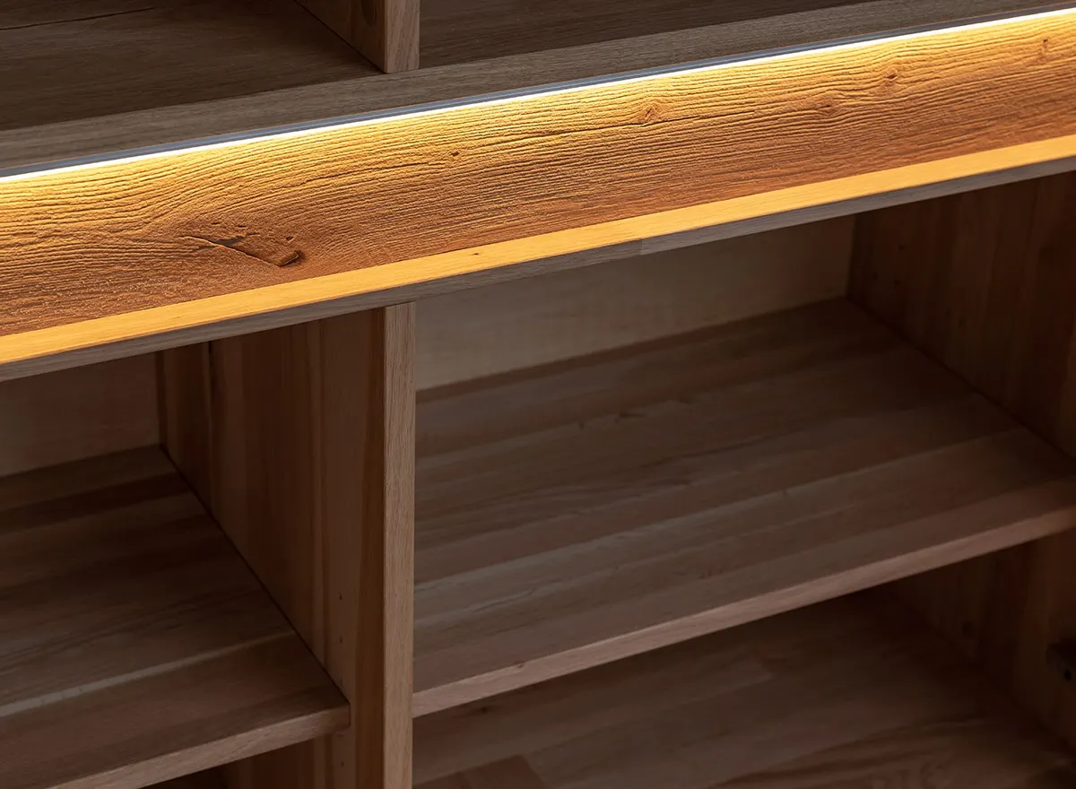 Witryna drewniana szklana DIVISIONE oświetleniem prawa dąb olejowany - ZIDIV02R