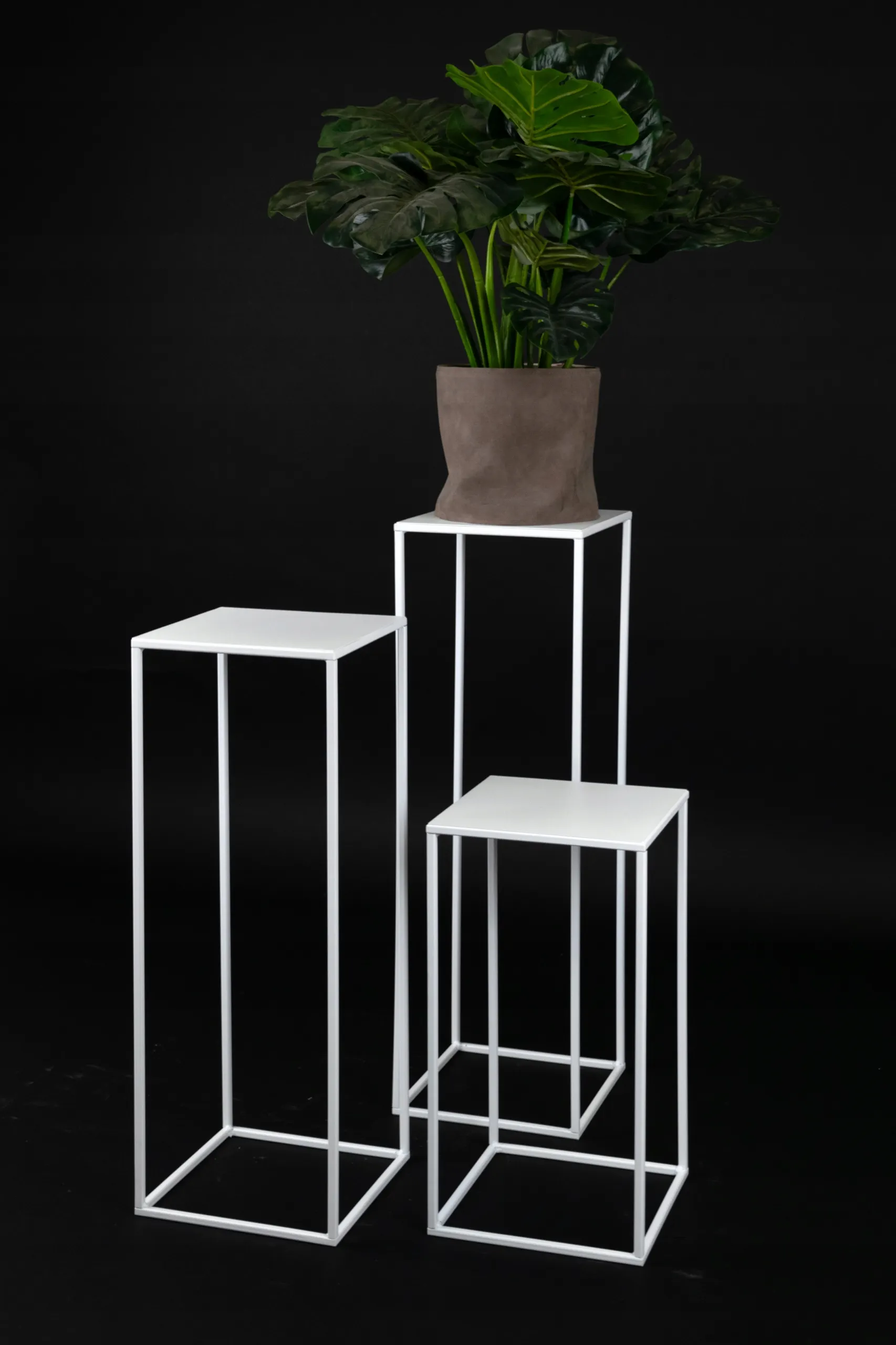 Kwietnik stojący metal drewno BREST S biały - LD_TZ000157