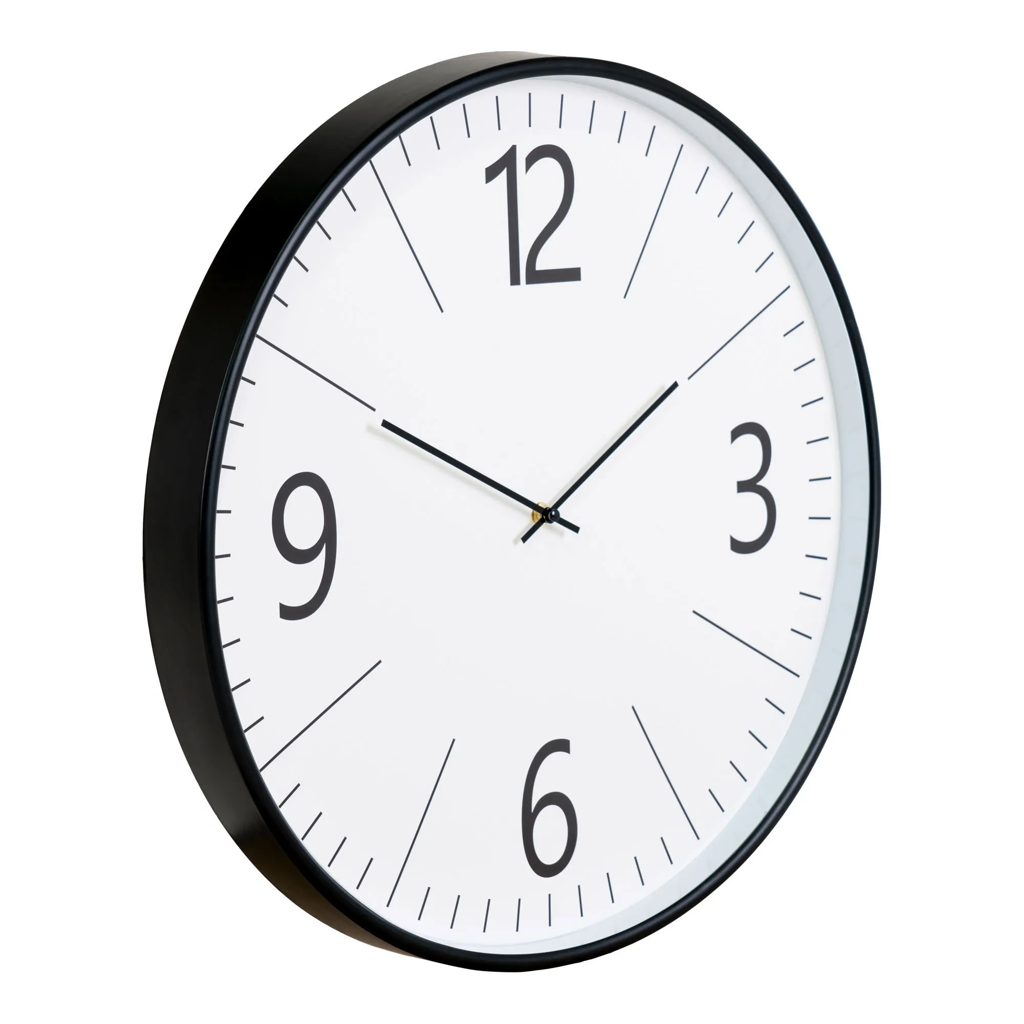 Zegar ścienny BIEL cichy mechanizm fi51 cm czarno-biały