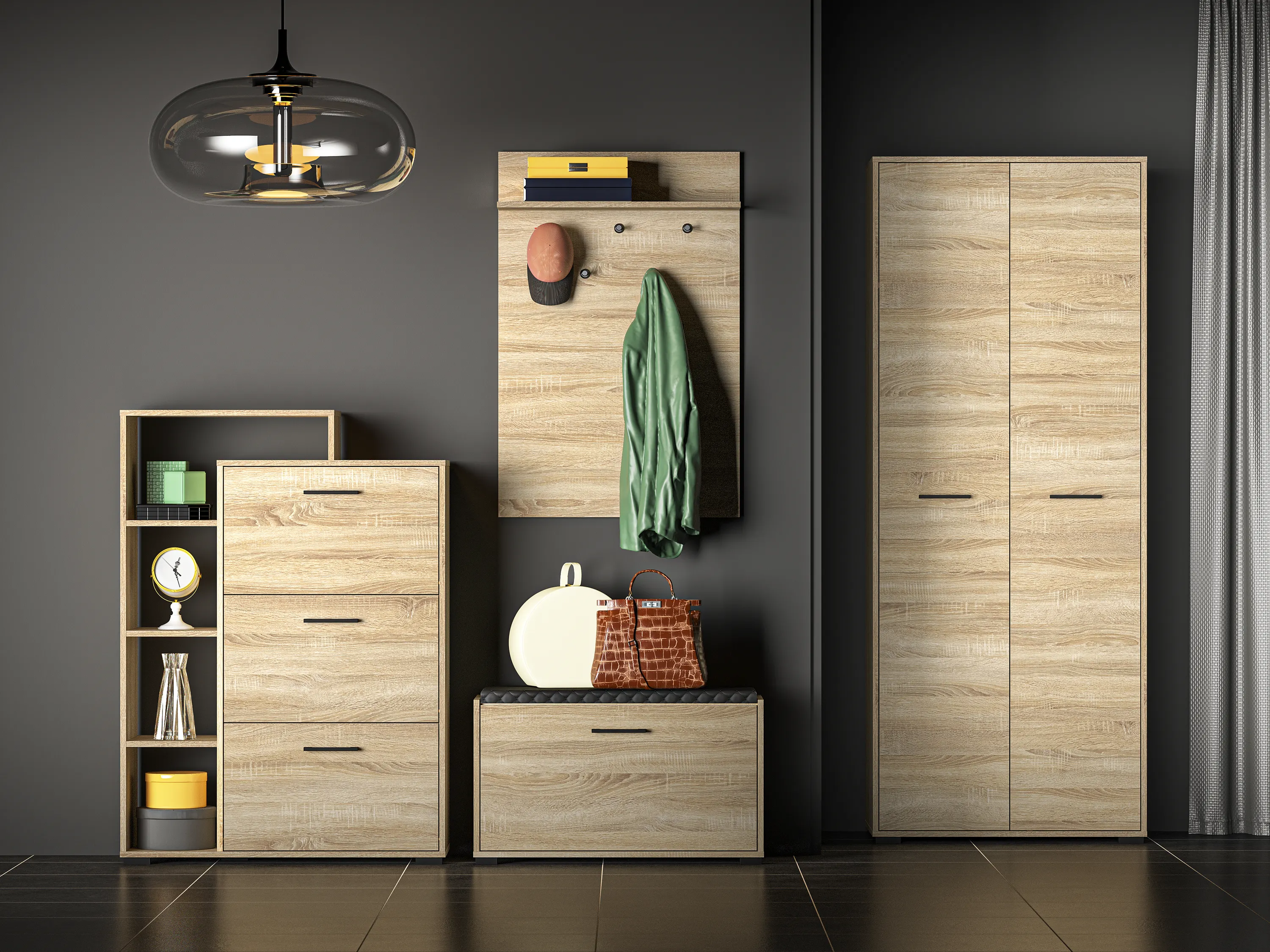 Szafka na buty z siedziskiem Caro 04 Sonoma jasna 48x80x34