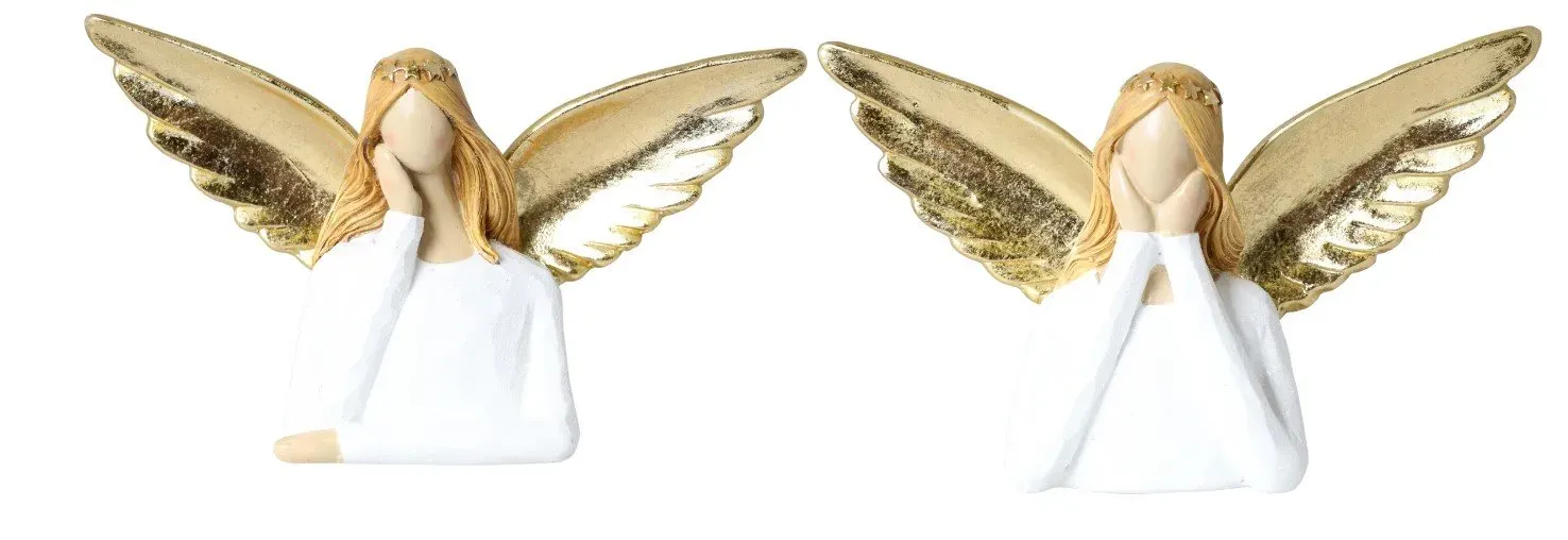 Popiersie ANIOŁA 2 sztuki 18 cm biało-złote