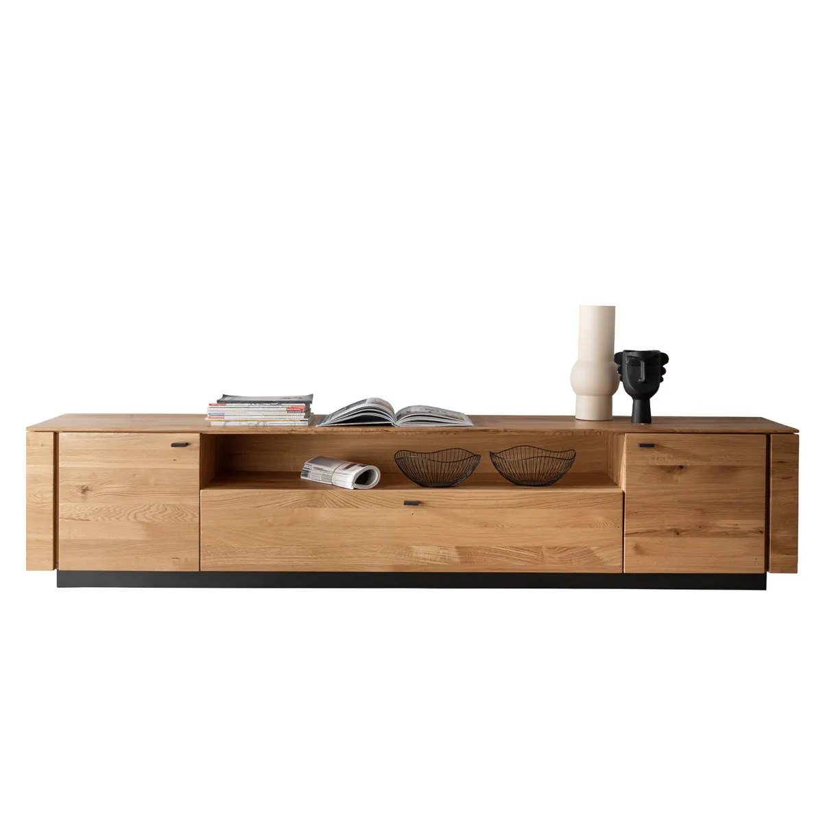 Szafka rtv dębowa drewniana PRESENT 220x47 3-drzwiowa