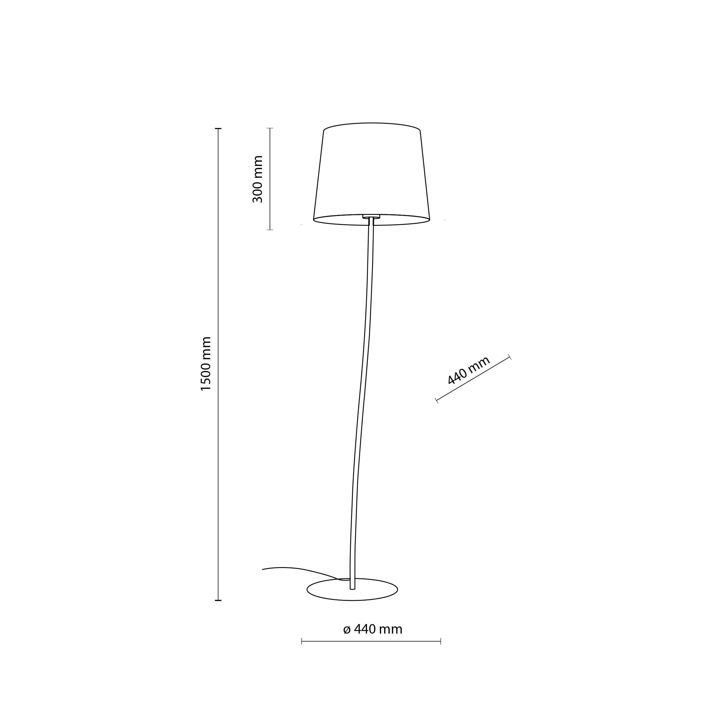 Lampa podłogowa NICOLA brązowa z abażurem z tkaniny okrągłym 150x44cm - TK_16028