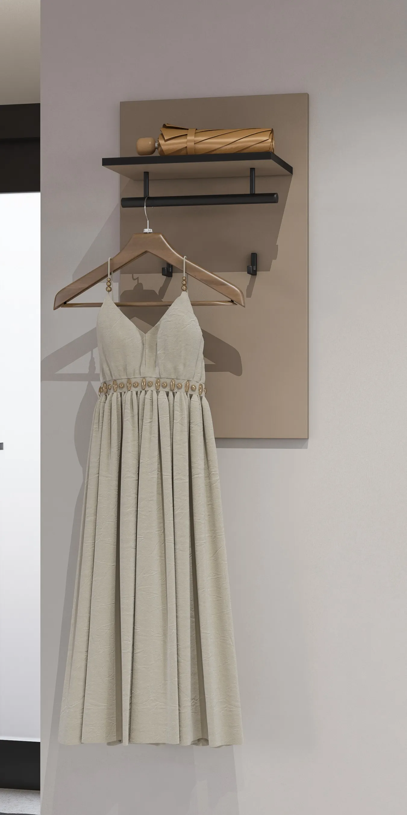 Panel z haczykami, półką i drążkiem CROSS 40x70 congo beżowo-szary - 24CWMY03