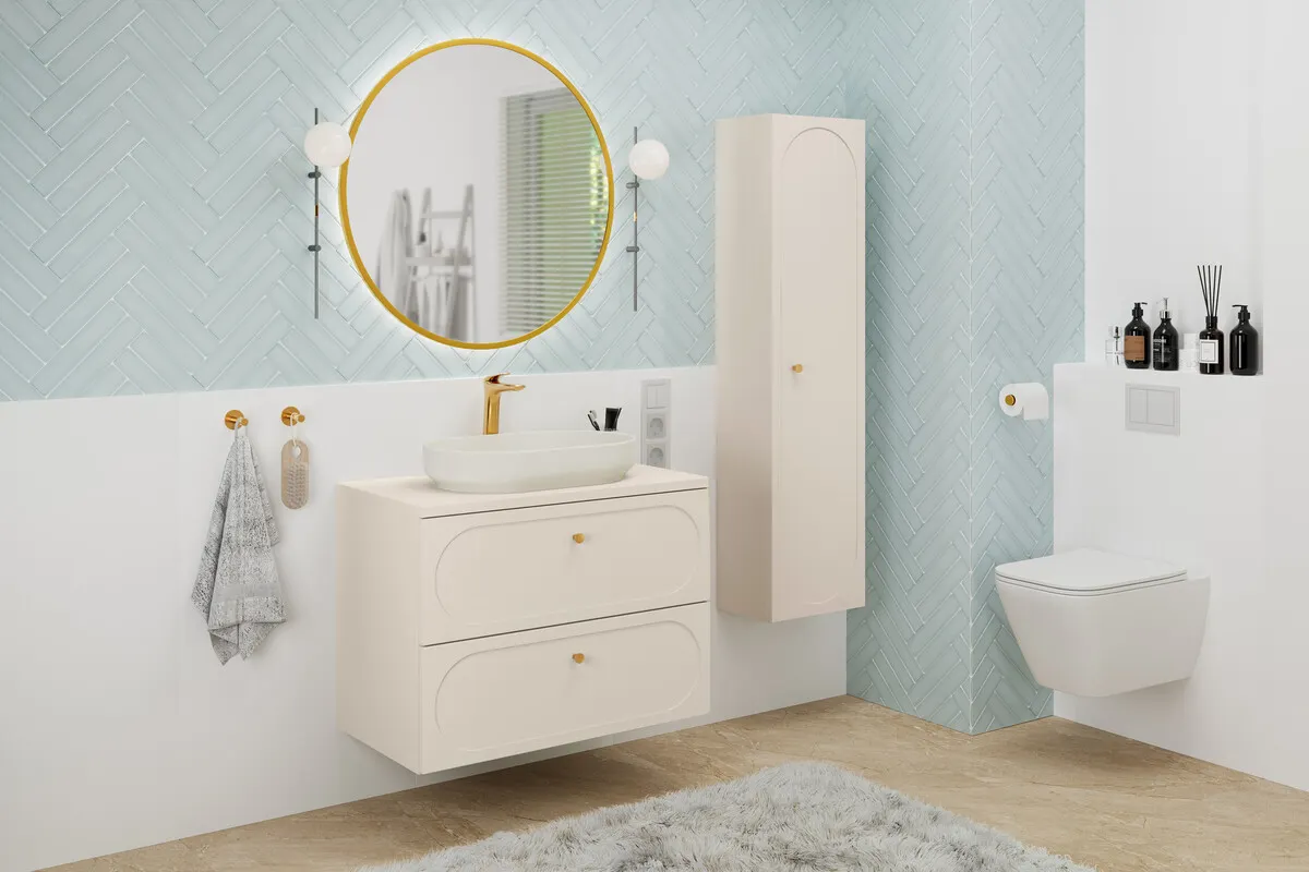 Szafka pod umywalkę 80cm 2 szuflady DONNA SAND beżowa - DONNA_SAND_82-80-46-2S