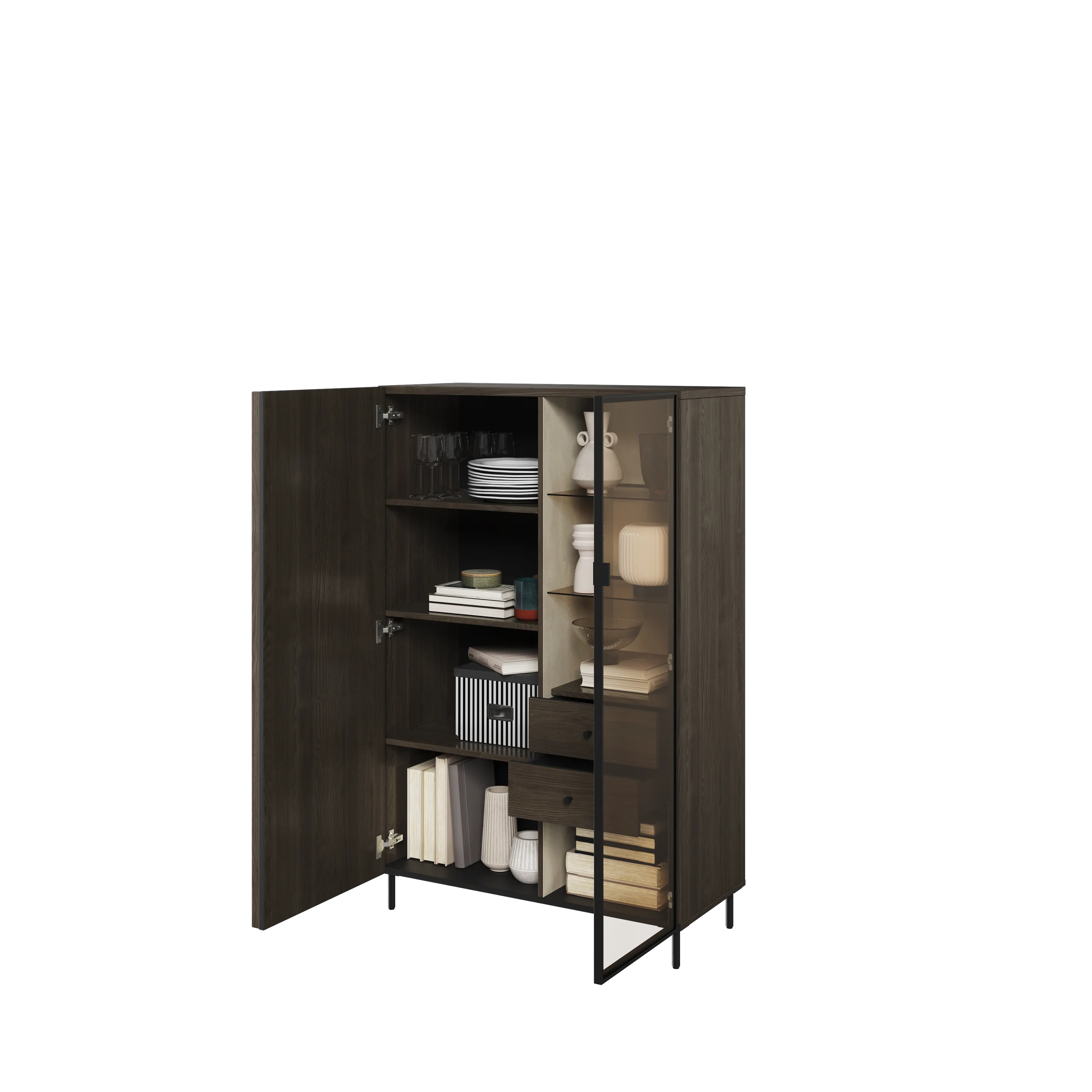 Niska witryna Piemonte PE-06 lamel jesion portlandzki/czarny - PE6JCZ