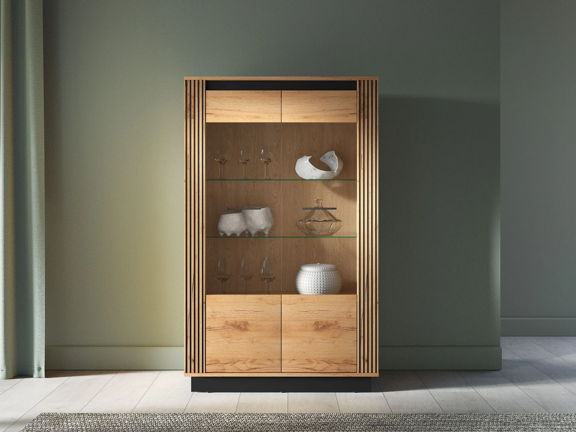 Witryna niska 2-drzwiowa URSO 05 craft złoty, czarny - 1URSO05-001