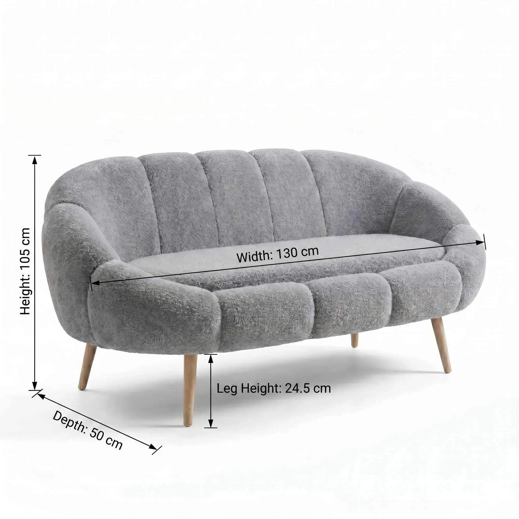 Sofa 2-osobowa LIDA szary - ASI_251BLS1113