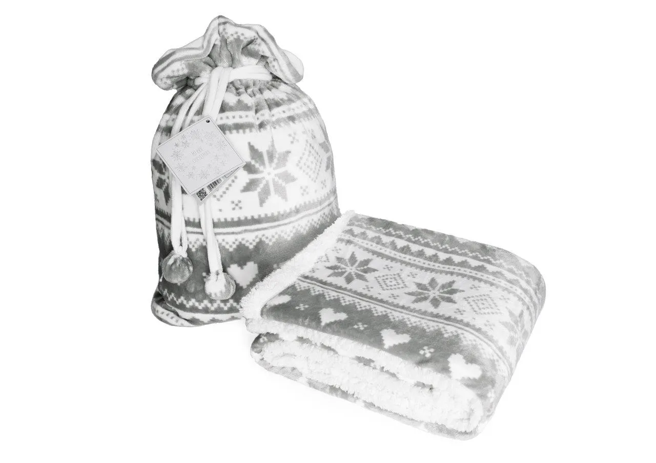 Koc świąteczny dwustronny SACO 150x200 001 szary Torba