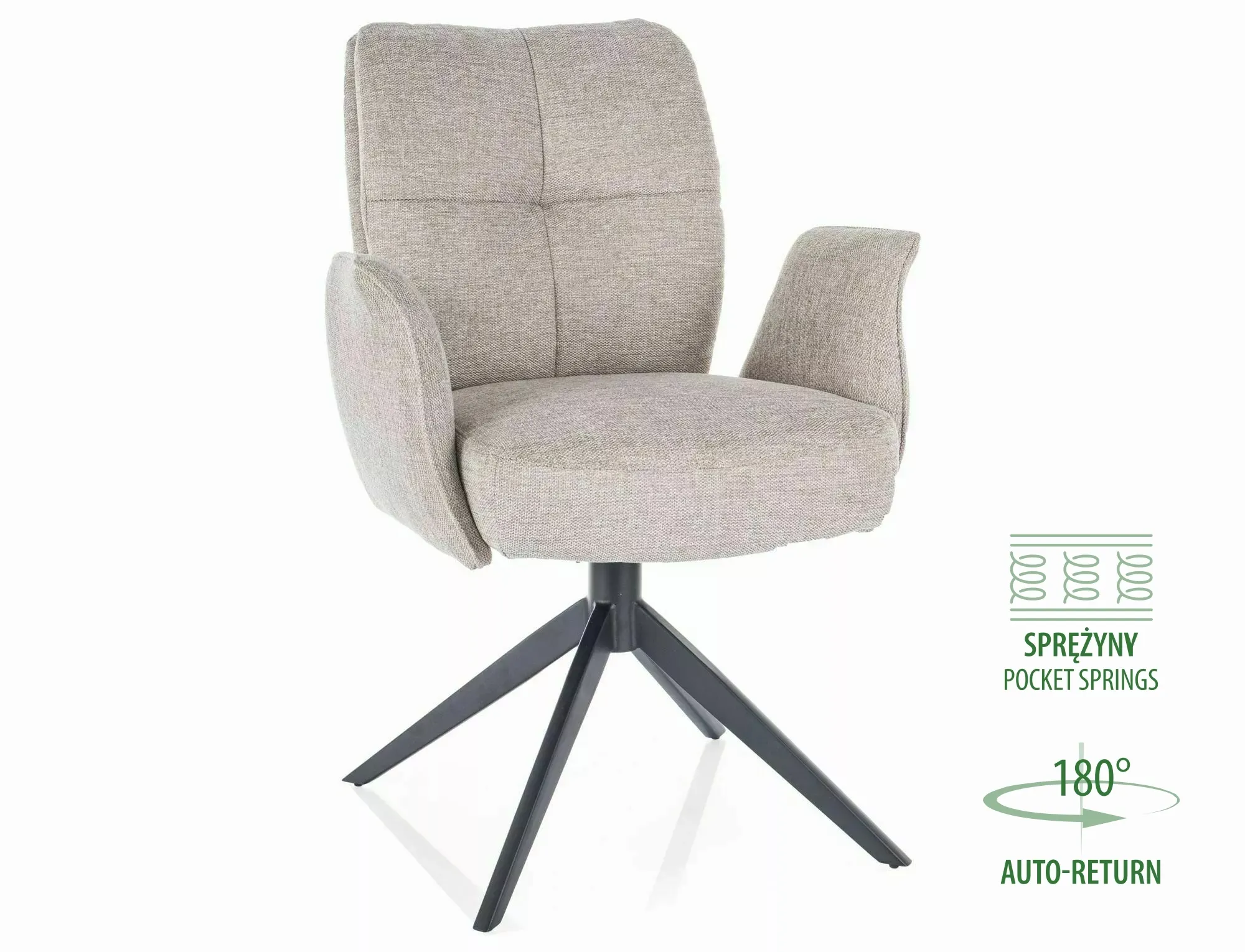 Krzesło obrotowe z podłokietnikami WING Brego 31 jasny beż czarny stelaż Signal