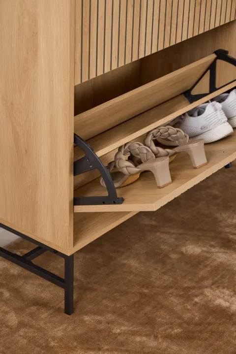 Szafka na buty 1-drzwiowa z 3 klapami ALBANY 2 efekt drewna 140x99x35 - H000024286