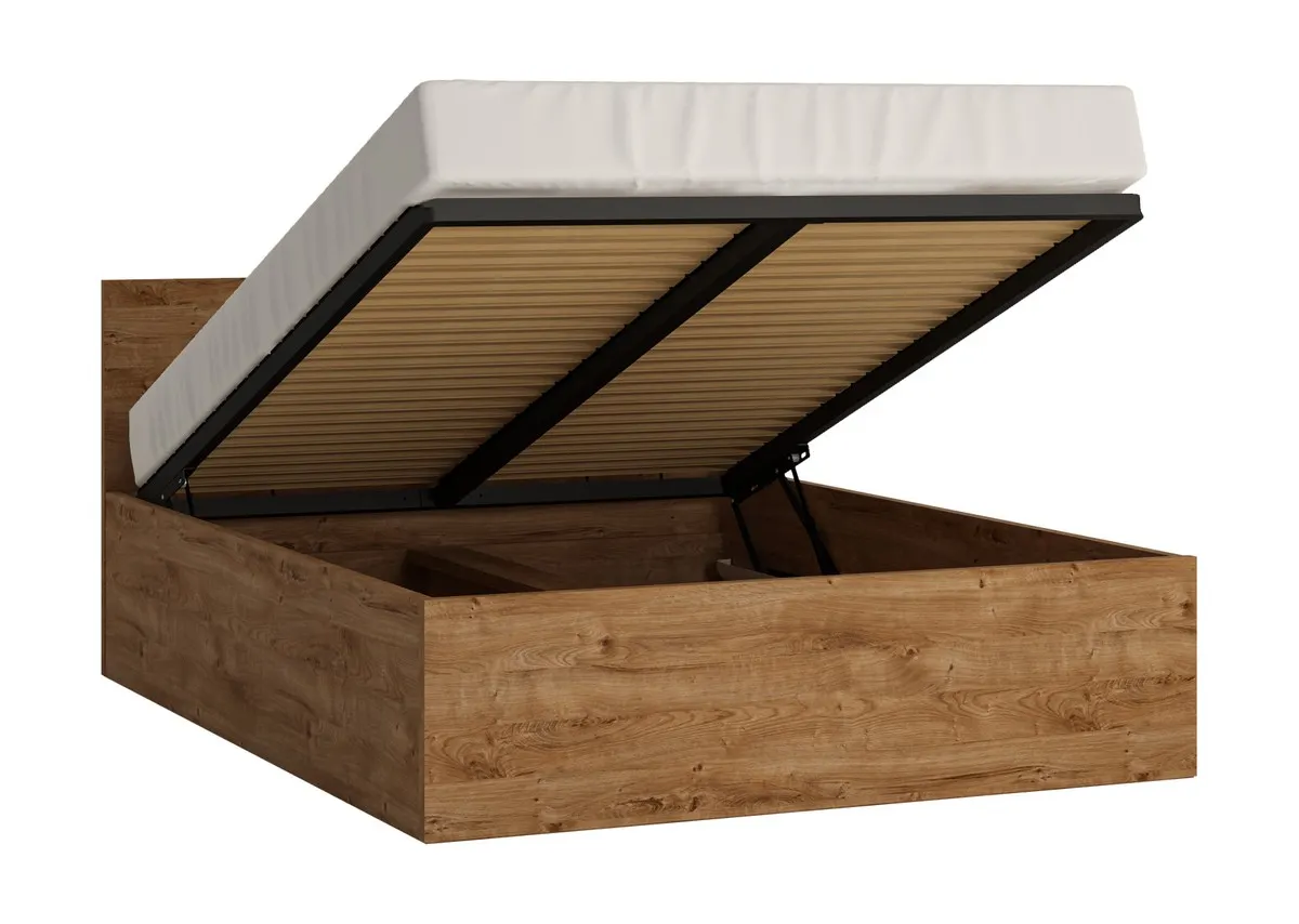 ŁÓŻKO Z PODNOSZONYM STELAŻEM 140x200 FRIBO FRIZ05 DĄB RIBBECK ZŁOTY - 6000000010576