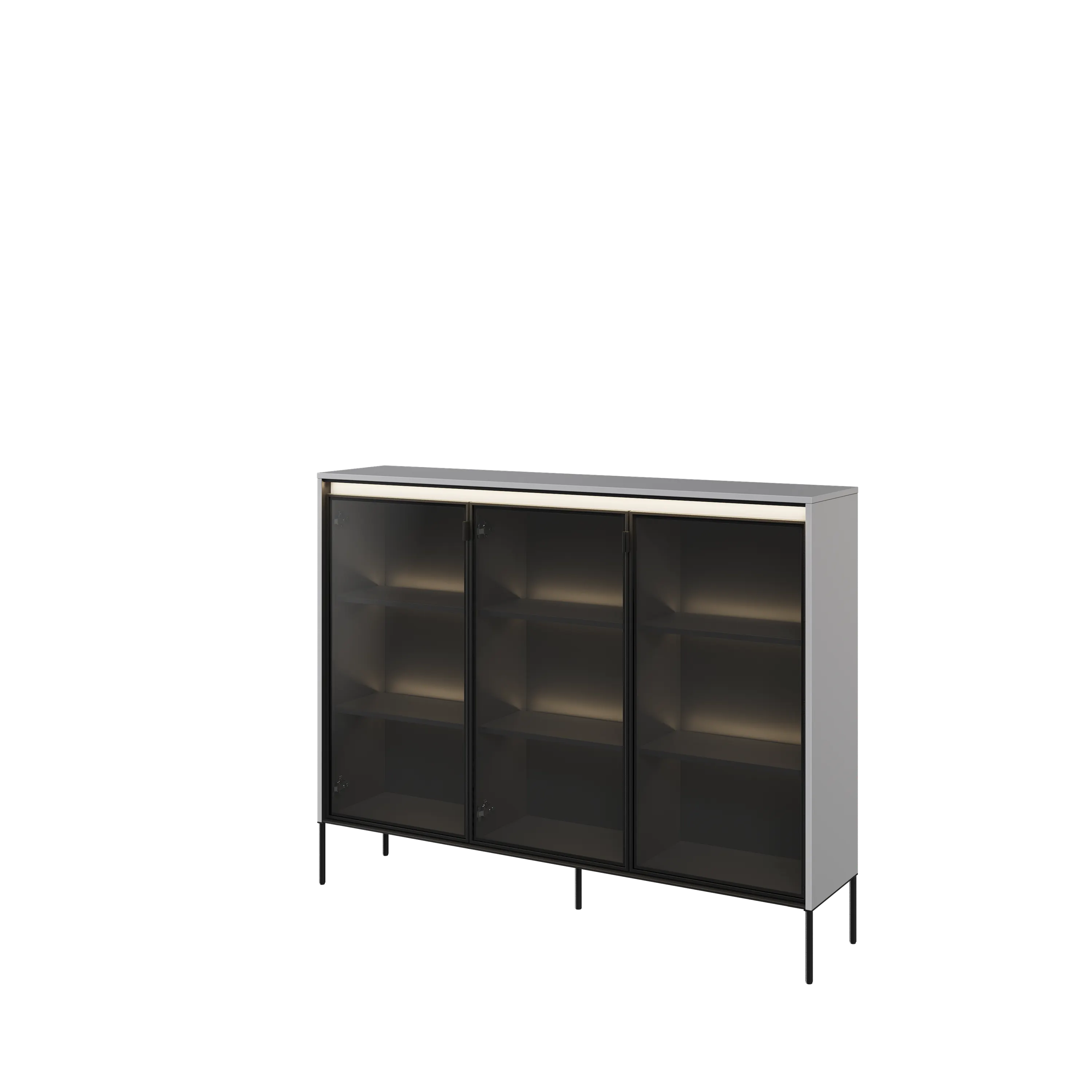 Niska witryna z oświetleniem TREND TR-08 3D szary/czarny - TR8SC-V2