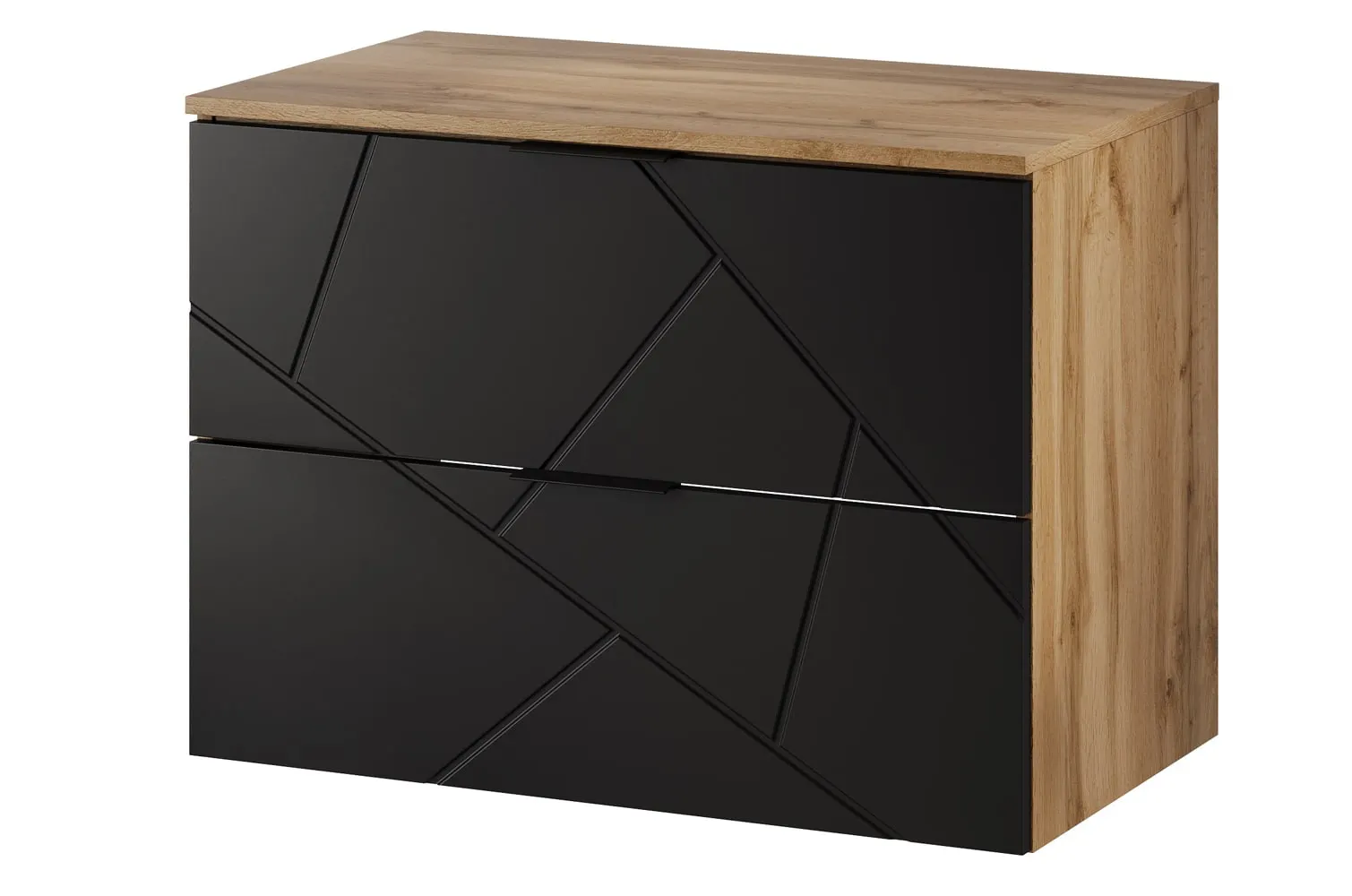 Szafka wisząca pod umywalkę MAZI 58x80 dąb Wotan/czarny mat