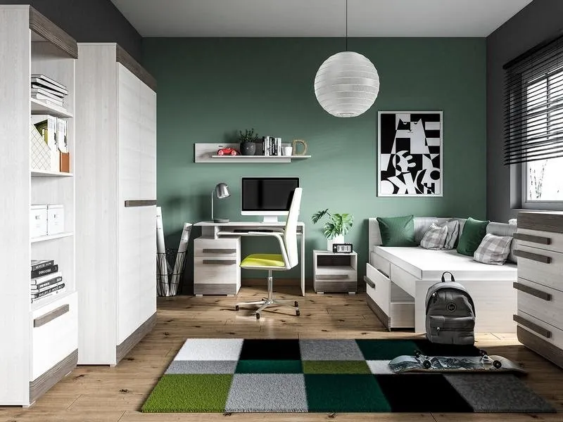 Biurko z szafką, szufladą i wysuwaną półką BLANCO 11 sosna śnieżna - 1BLAN11-001