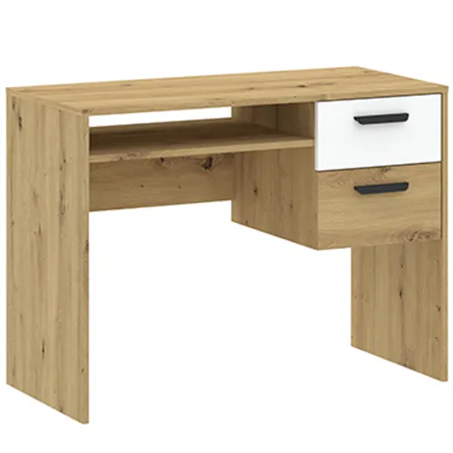 Biurko z 2 szufladami i półką BASIC TWO 50x100cm dąb artisan bały Meble, Tabela, Biurko, Szuflada, Skrzynka pocztowa