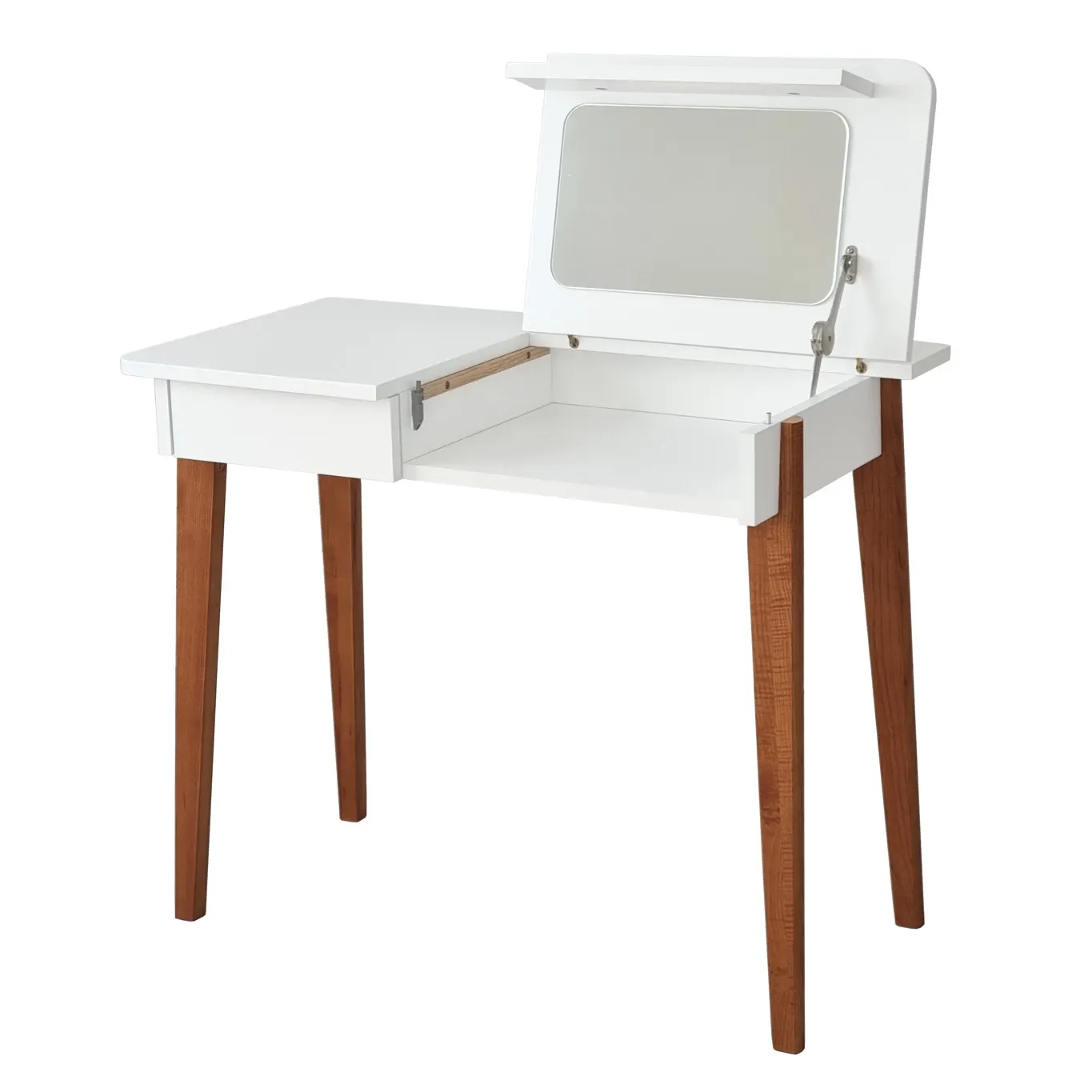 Toaletka z lustrem MEWISE 90x48cm biała kolor nóg dąb