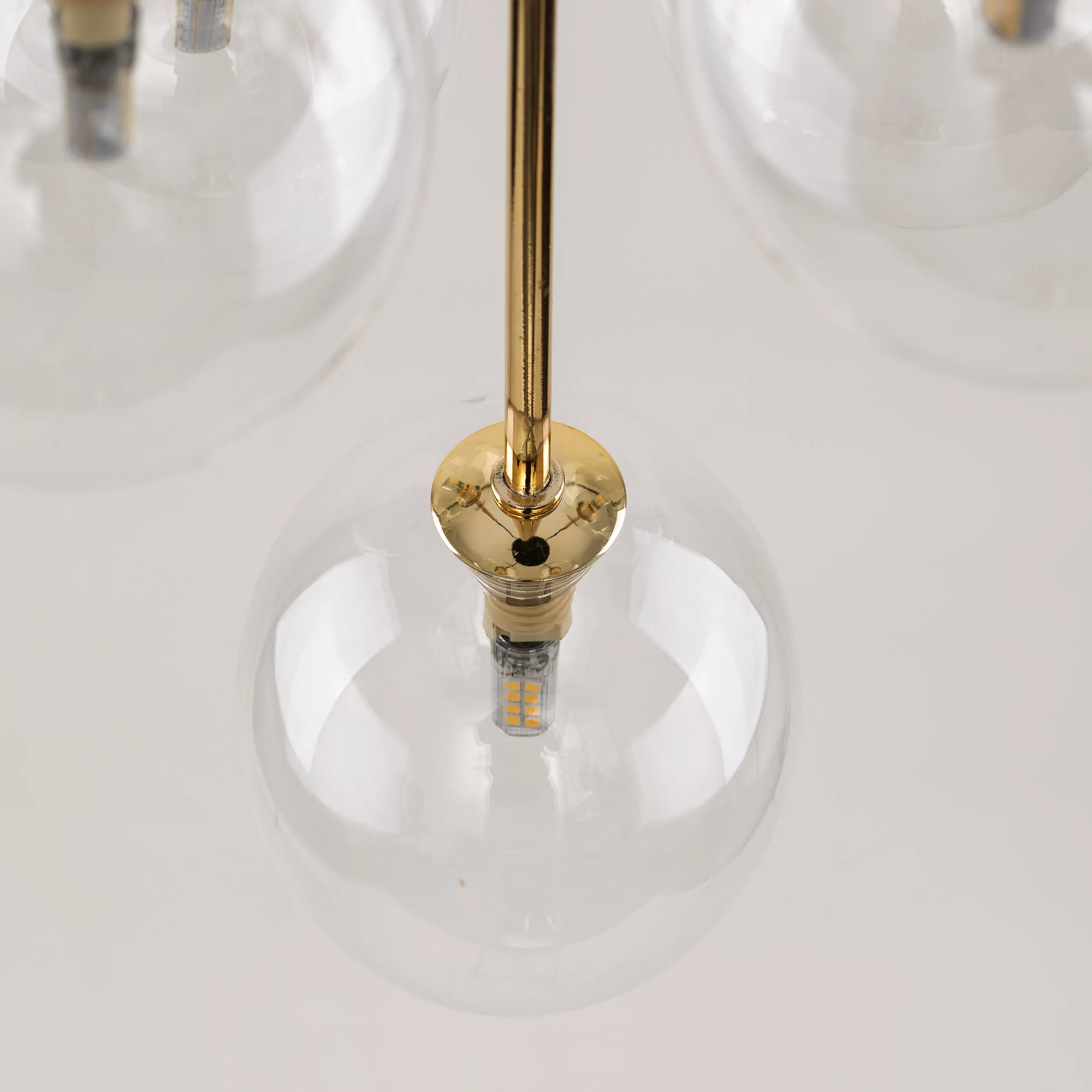 Lampa wisząca NILOS czarna ze złotymi elementami transparentne okrągłe szklane klosze 97x35cm - TK_5943