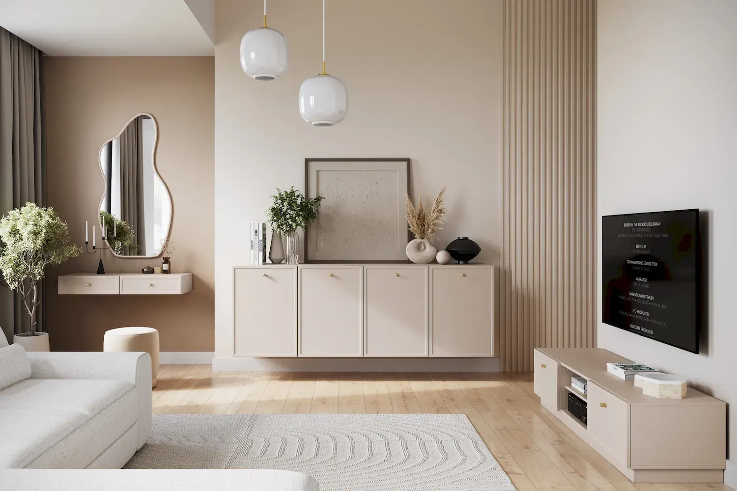 Toaletka wisząca z 2 szufladami LORINI 100 - cashmere gałka złota - B_166707