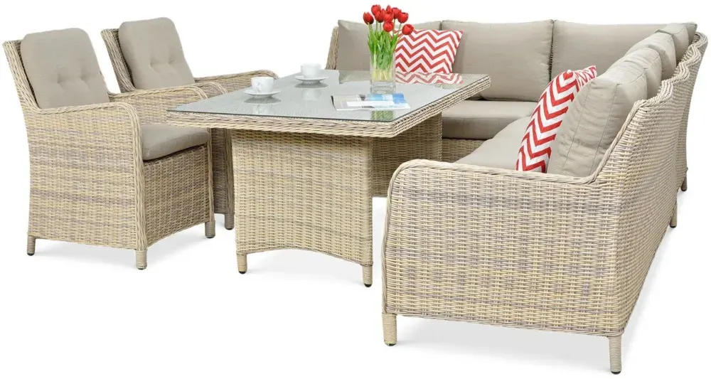 Narożnik ogrodowy modułowy MARYLAND DINING ze stołem technorattan beżowy - FG001679