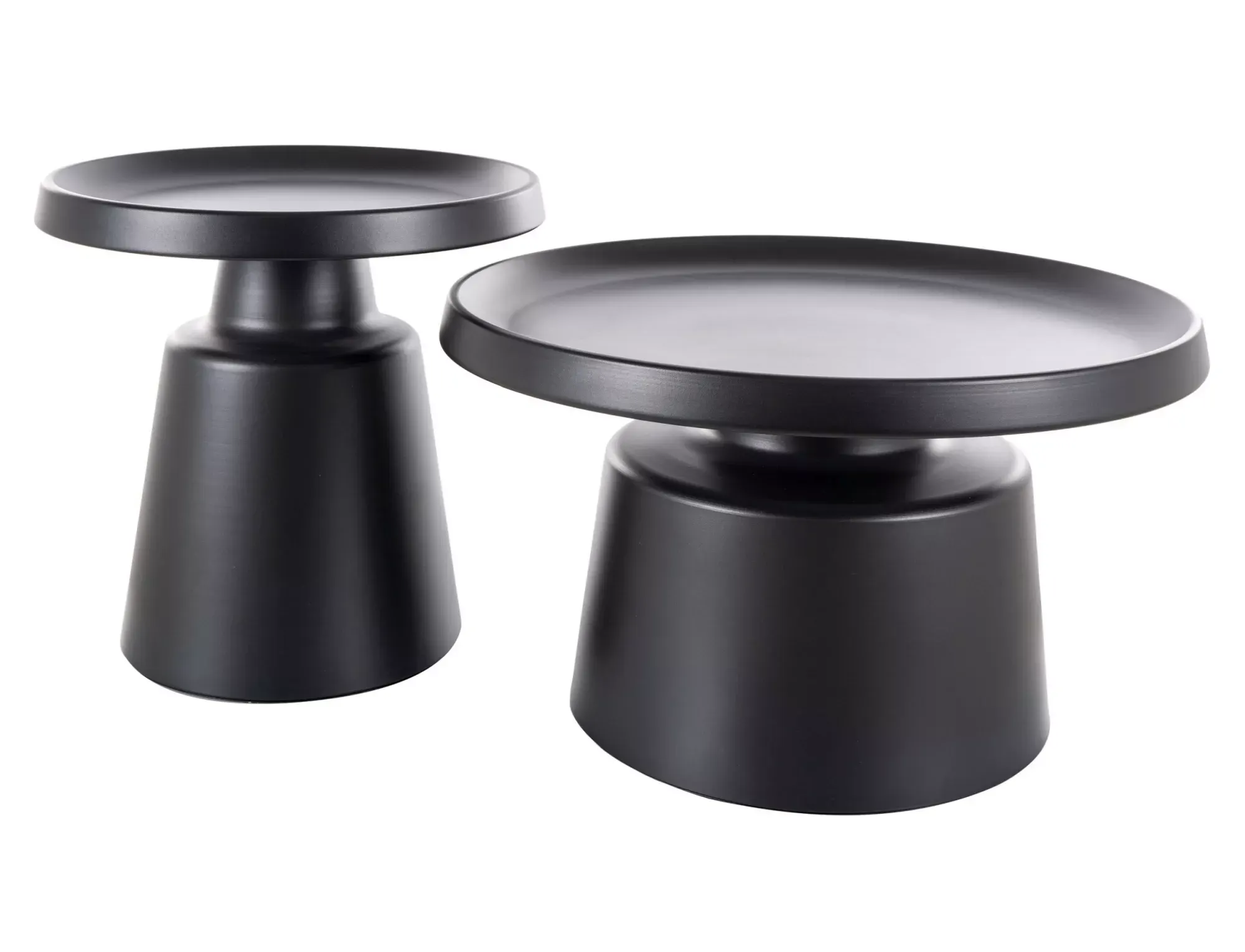 Stoliki kawowe okrągłe RODOS 2 sztuki metalowe czarne Stoliki kawowe okrągłe RODOS 2 sztuki metalowe czarne