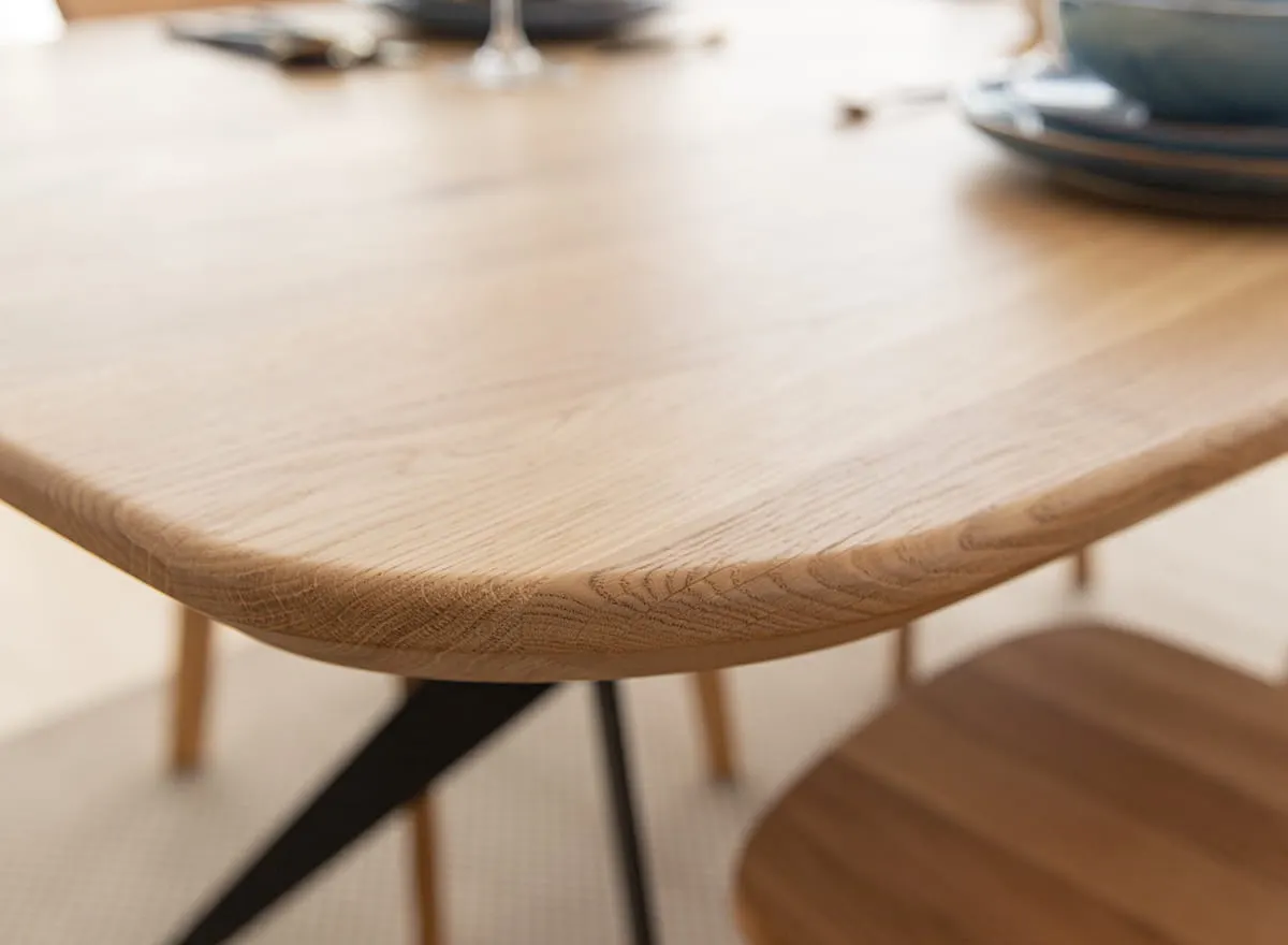 Stół dębowy SISTINA 160x90 na metalowych nogach, naturalny, olejowany - SISTINA160X90