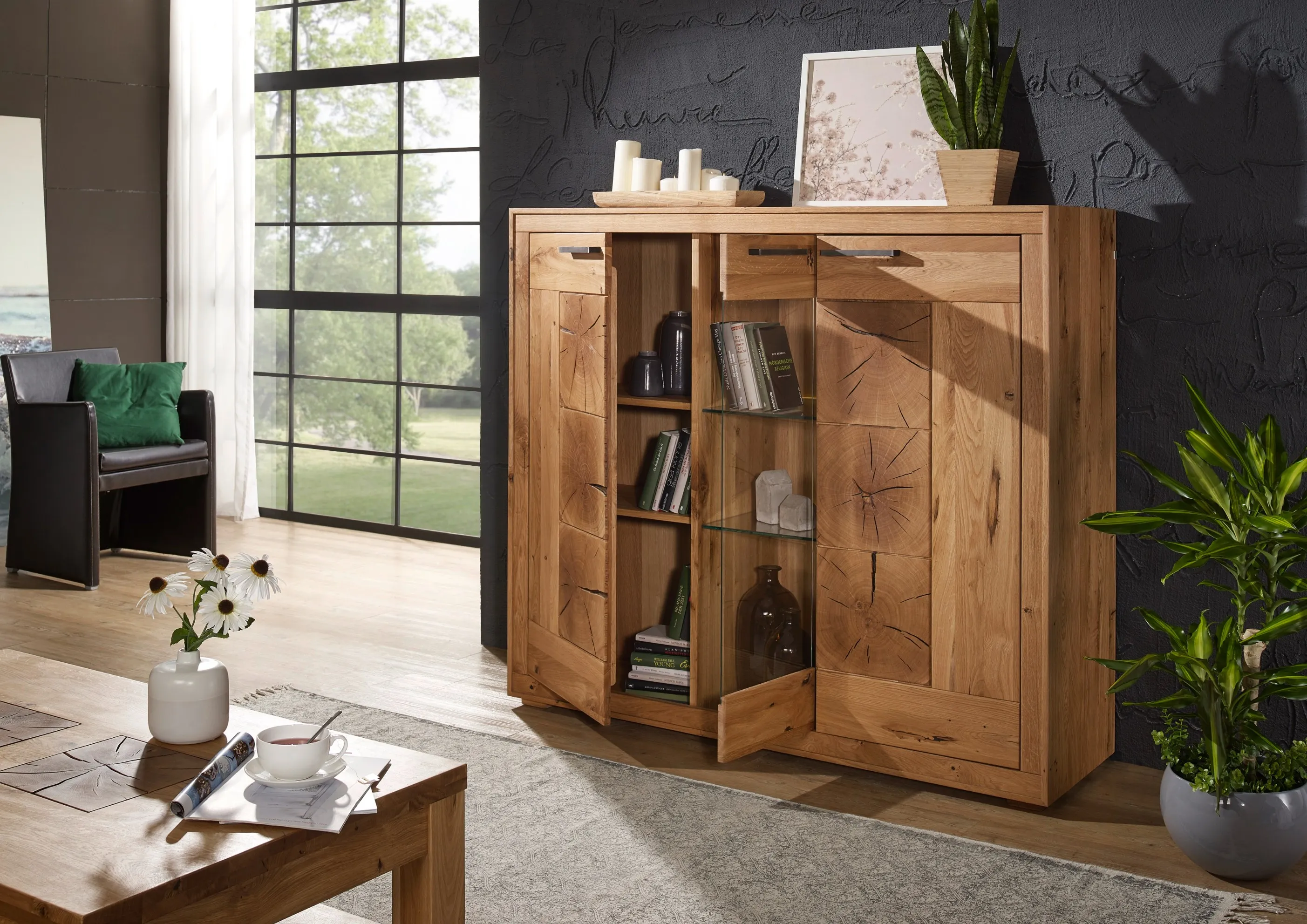 Kredens II Cornflower 2-drzwiowy, dąb olejowany 150 cm - GK_1033150811