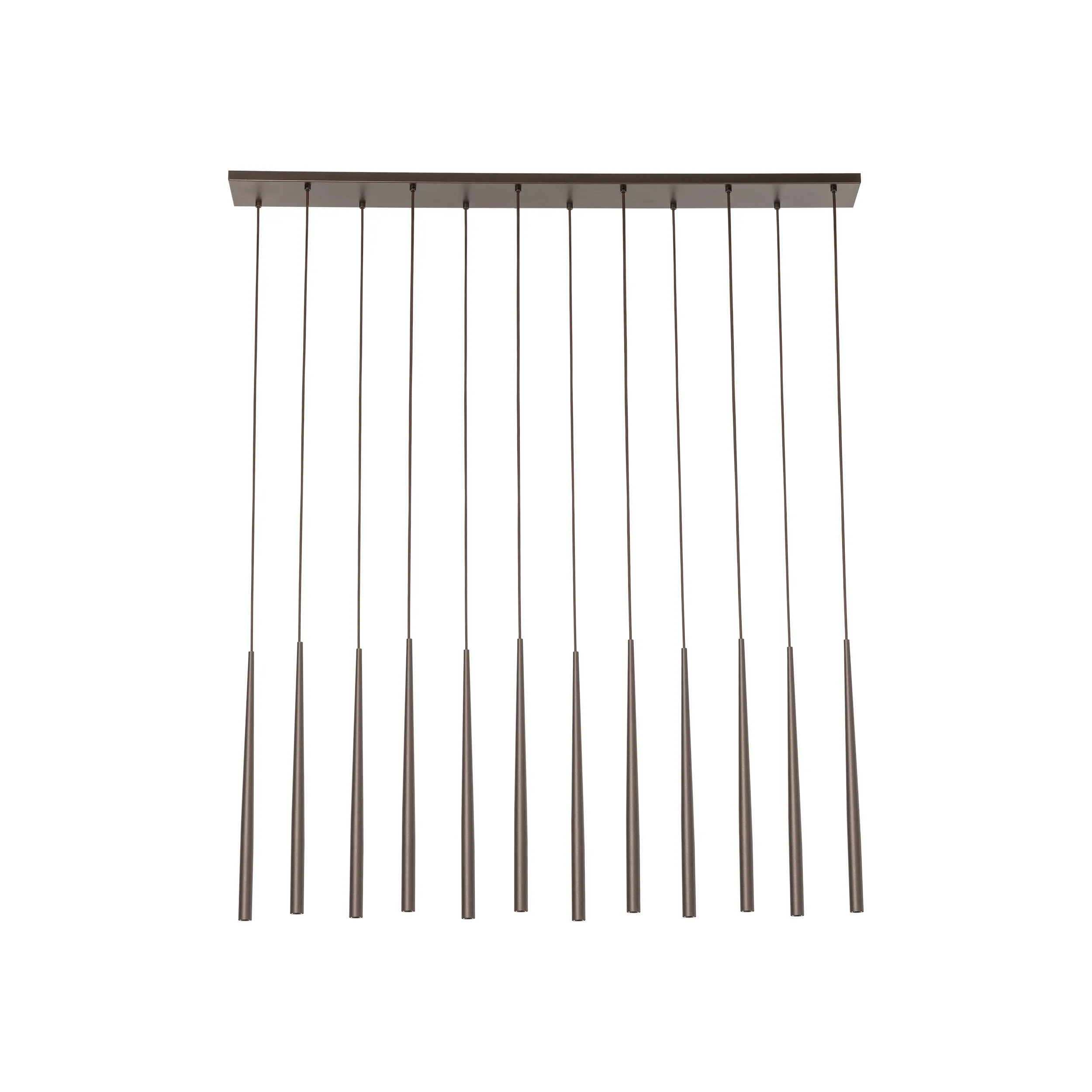 Lampa wisząca PIANO brązowa 12 smukłych eleganckich reflektorów na metalowej listwie 140x120x12cm - TK_10111