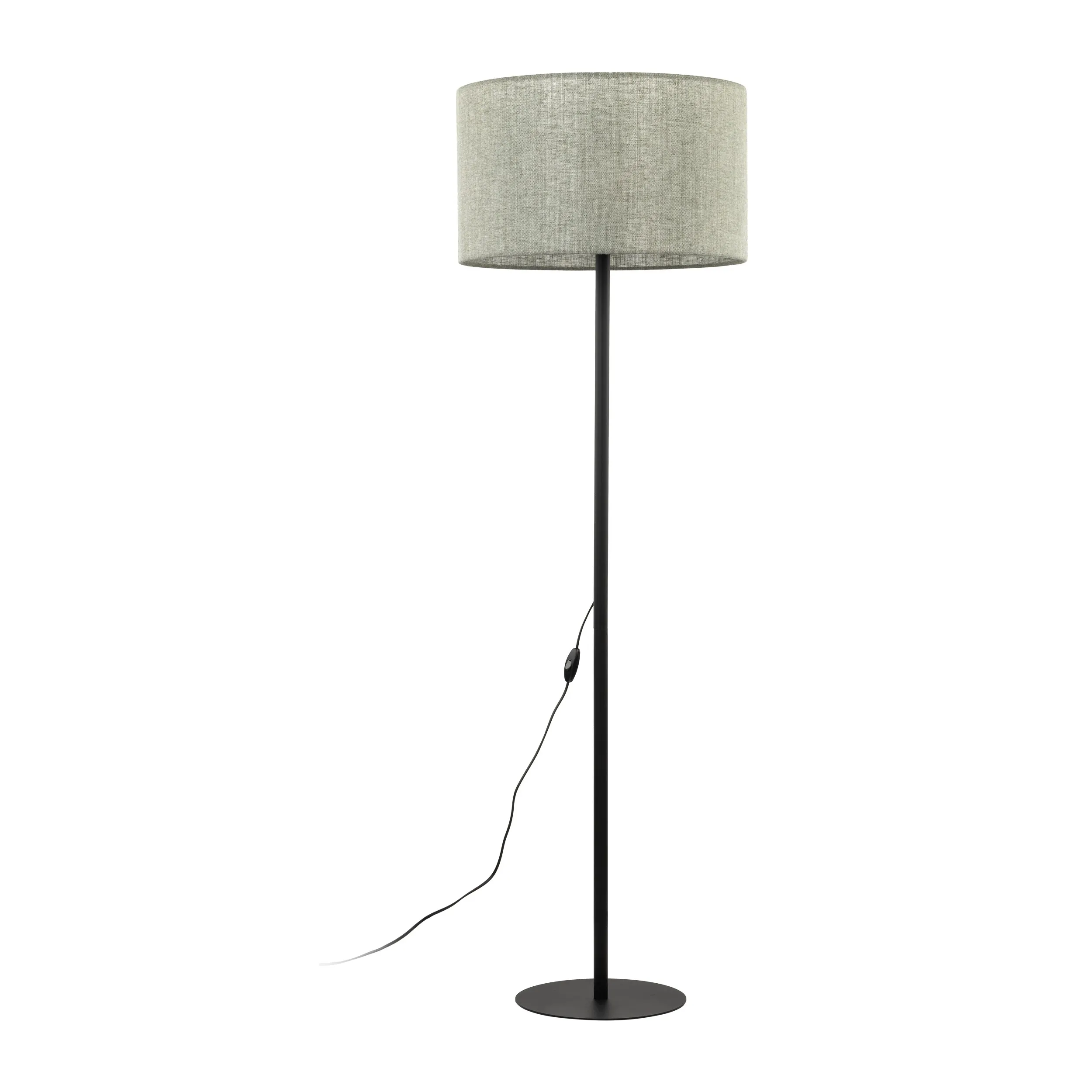 Lampa podłogowa EARTH czarna z zielonym okrągłym abażurem z tkaniny 159x50cm