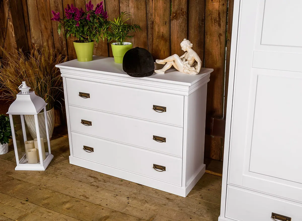 Komoda z 3 szufladami sosnowa Toskania Biała - PL2049B