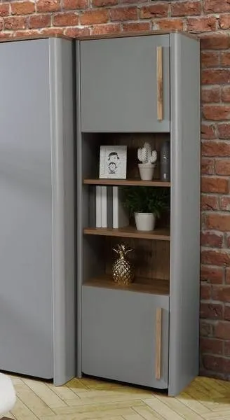 Regał młodzieżowy SURFINIO 195x59 szary dąb catania - SFNR711L-M378