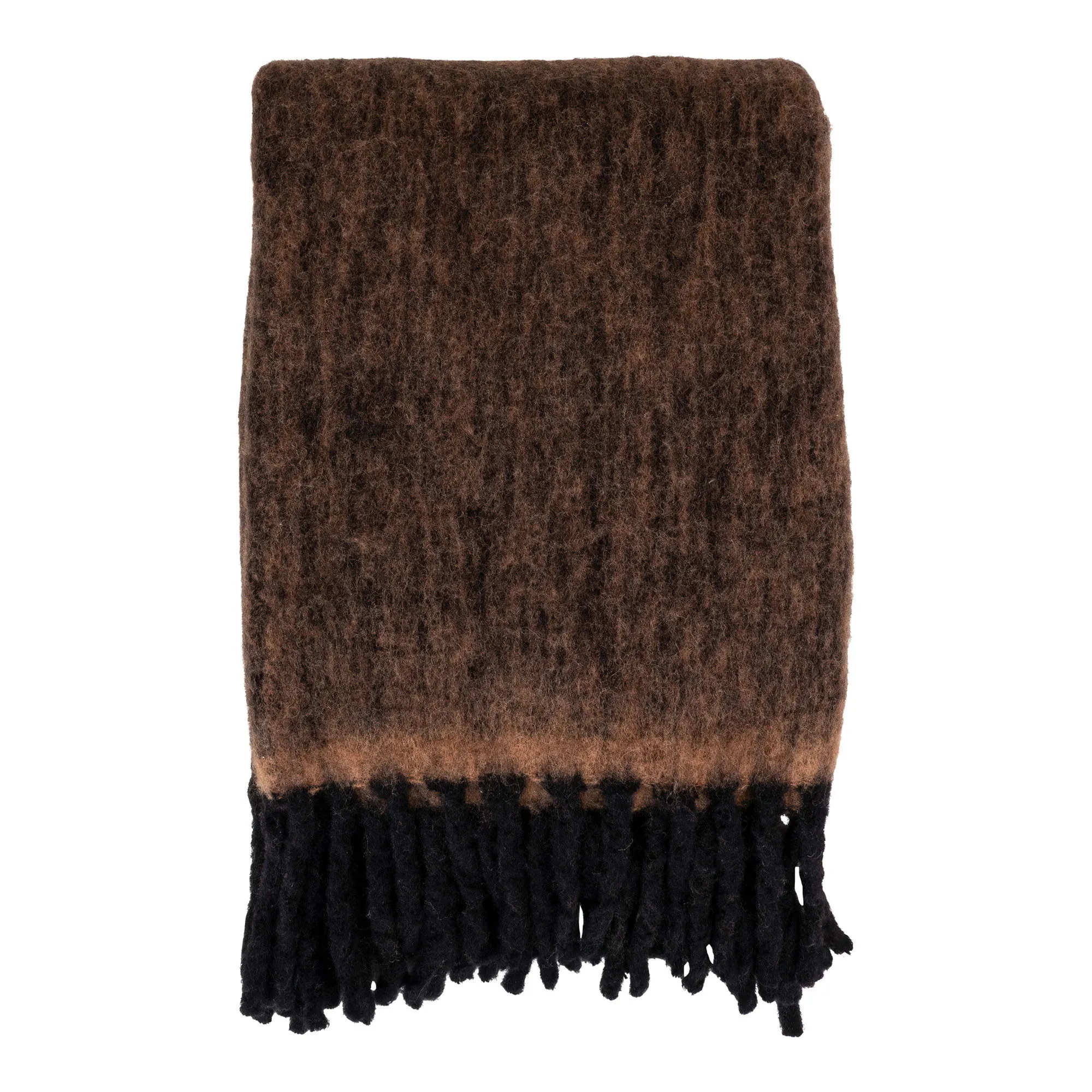 Koc z frędzlami CARMEL 130x170 cm brązowy Wystrój domu