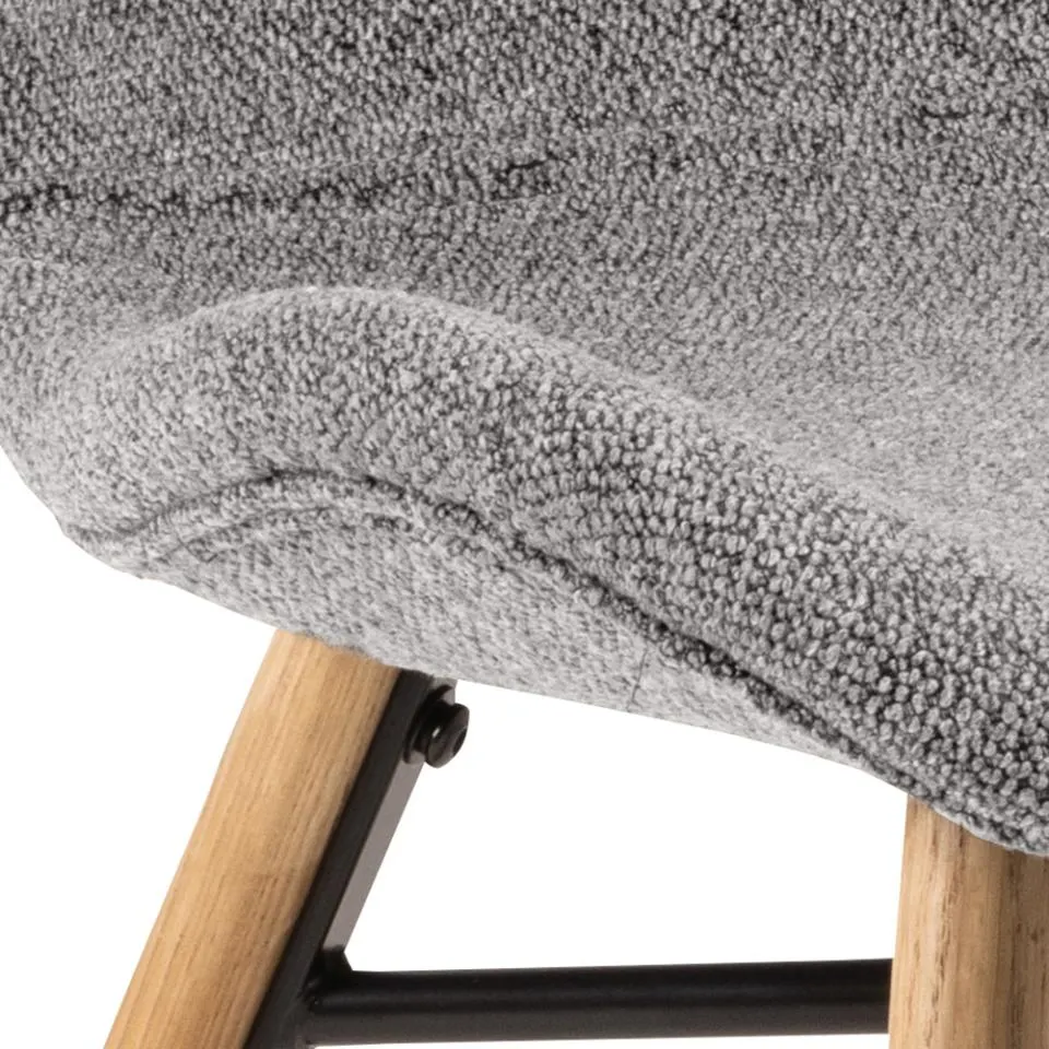 Krzesło tapicerowane DOREN Szary, Dąb olejowany ( zestaw 2 sztuk ) - H000022425