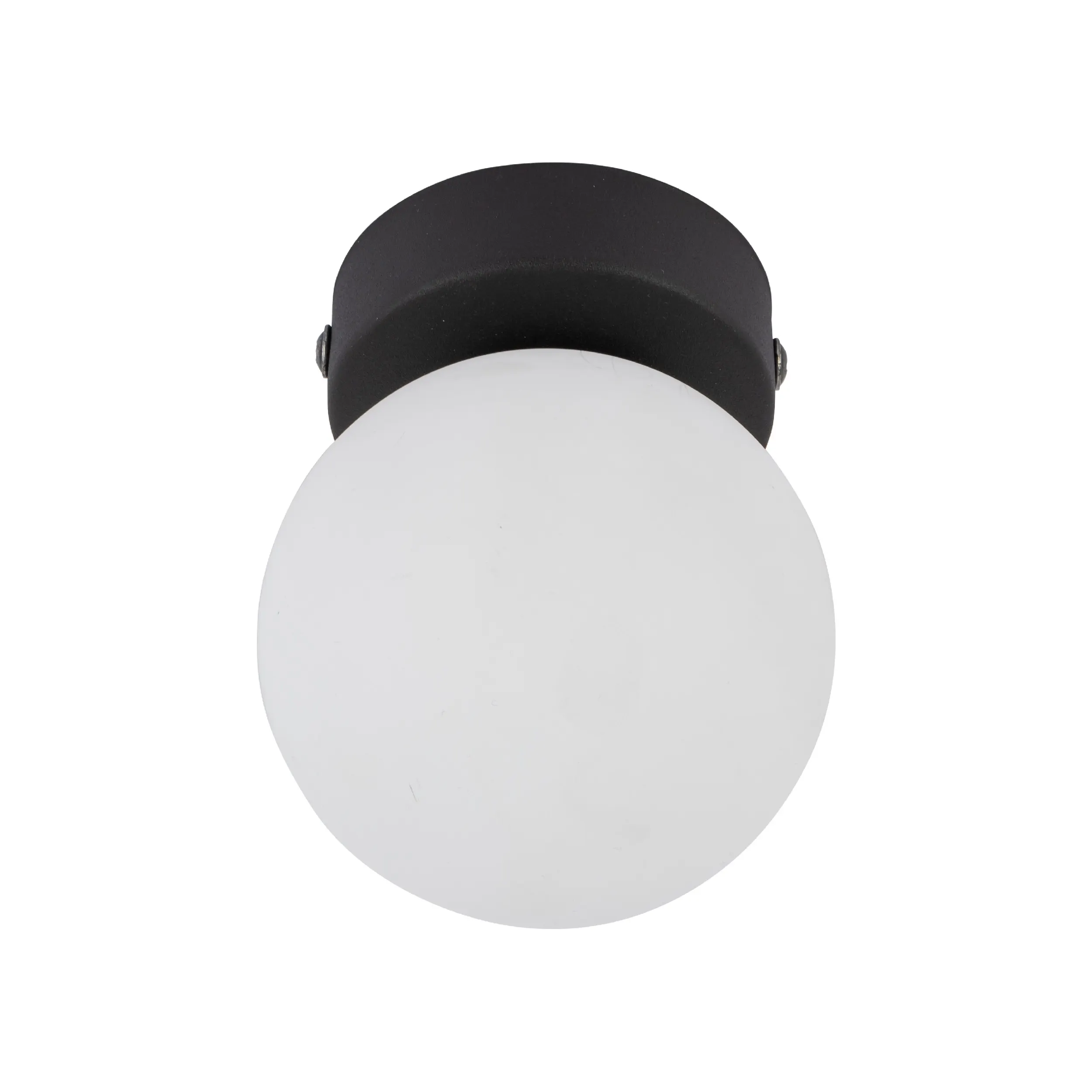 Lampa sufitowa MINI czarna z białym okrągłym szklanym kloszem 13x10cm