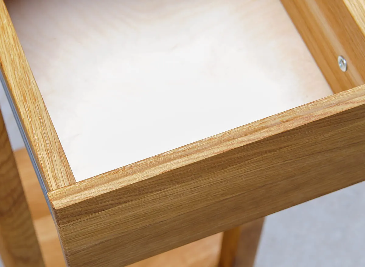 Stolik na kwiaty z szufladą i pólką dębowy Gialo 90x30x30 cm - 2SGIA02