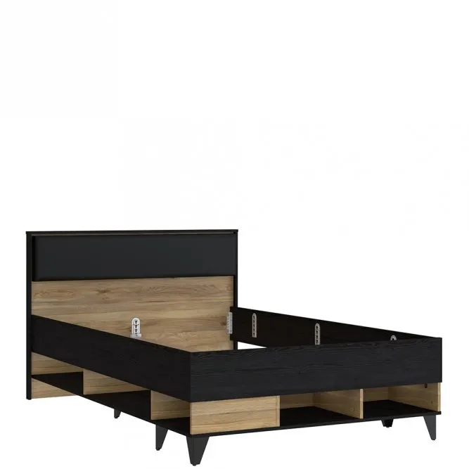 Łóżko młodzieżowe 120x200 z półkami LYA dąb mauvella/cabezone Łóżko młodzieżowe 120x200 z półkami LYA dąb mauvella/cabezone