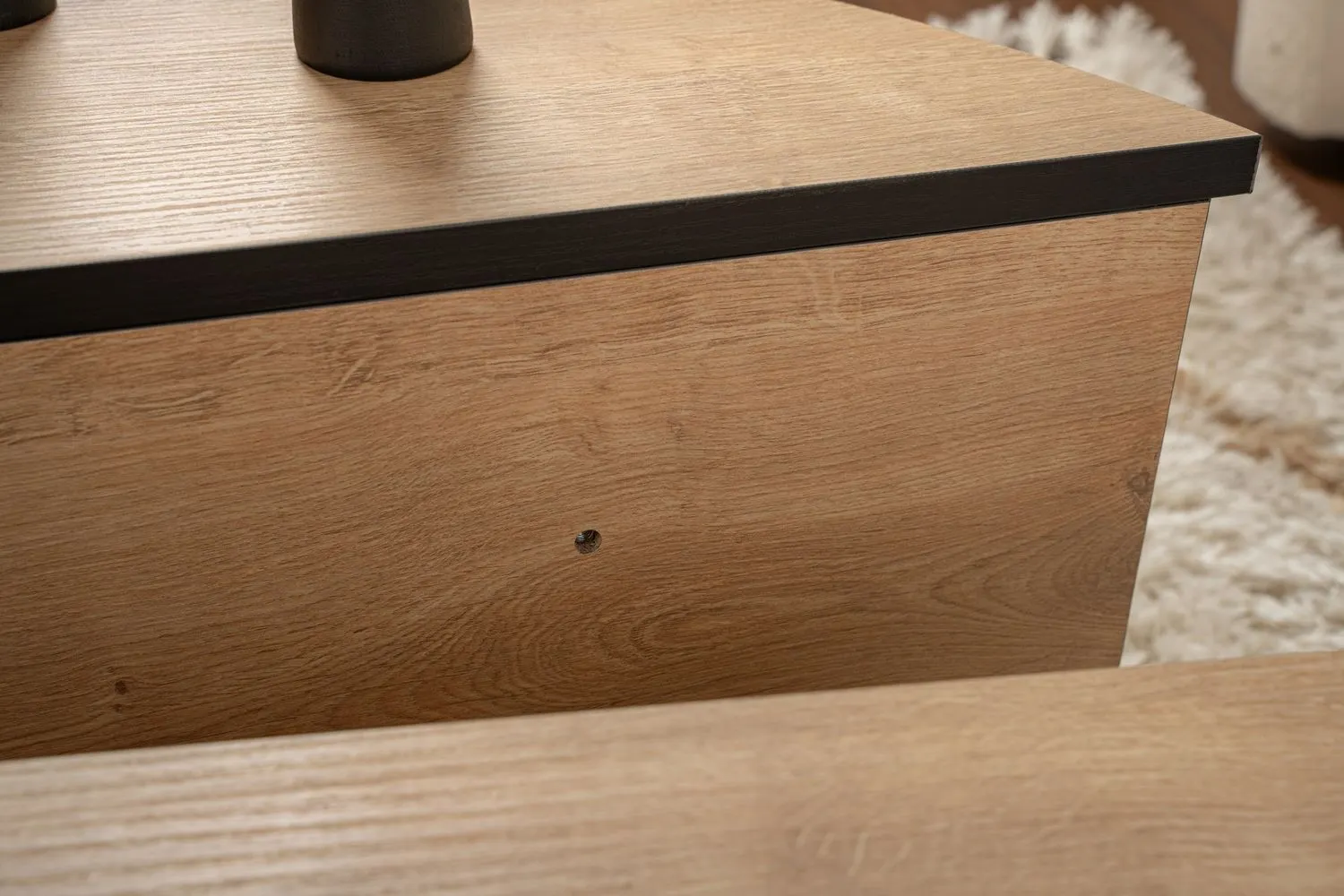 Stolik kawowy 2-elementowy ORION 90x90 cm dąb naturalny z czarną lamówką - ASI_353NRD1119