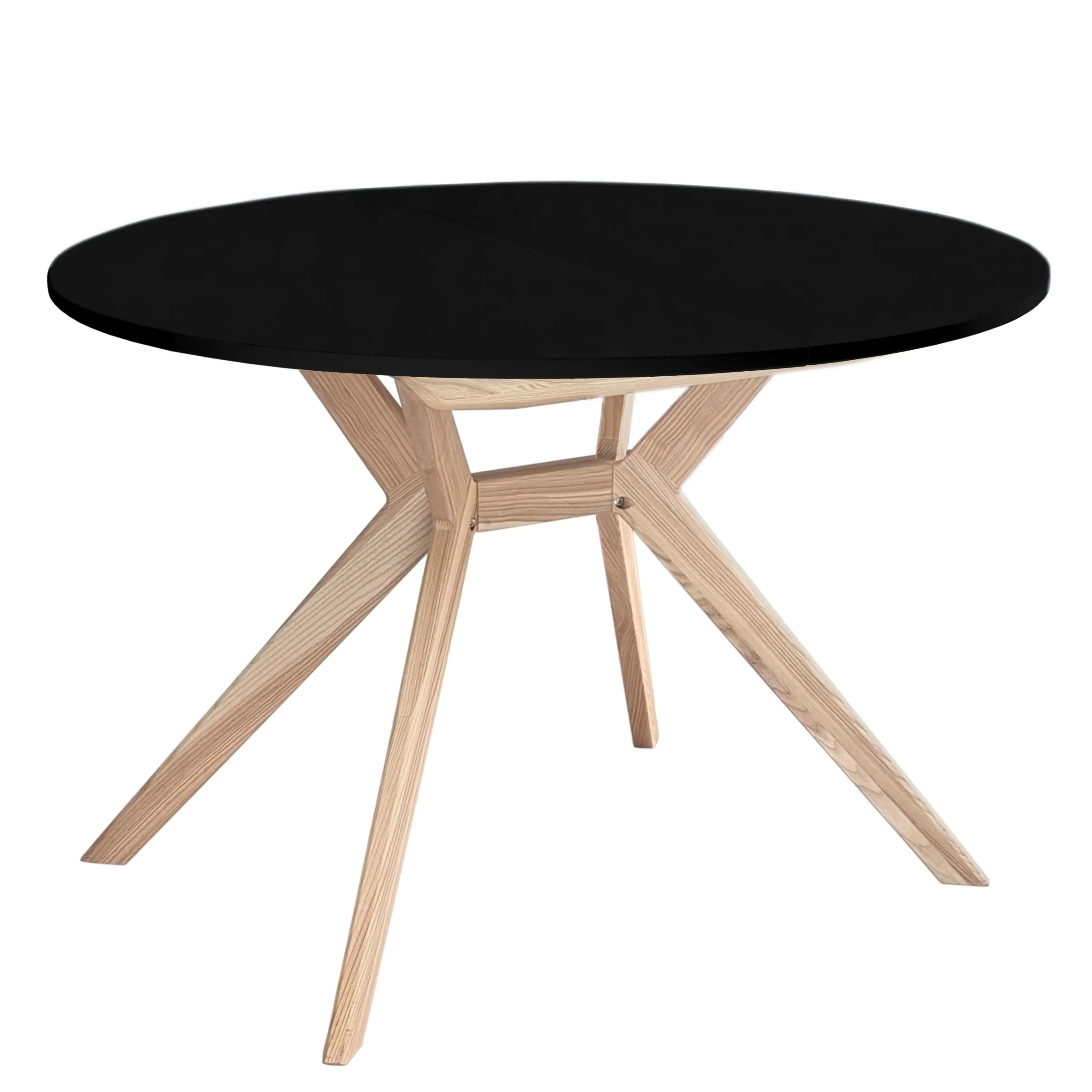 Okrągły stół rozkładany BIJU 110-160cm czarny jesion