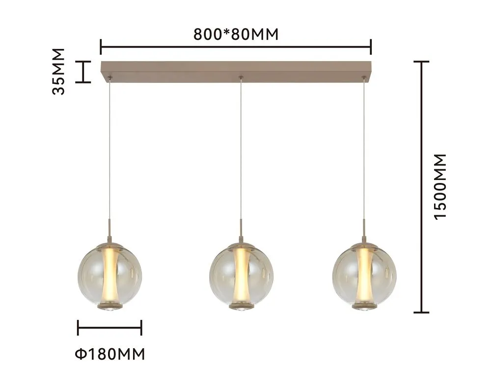 lampa wisząca, trzy lampy, pomieszczenie, szklane kule, neutralny kolor