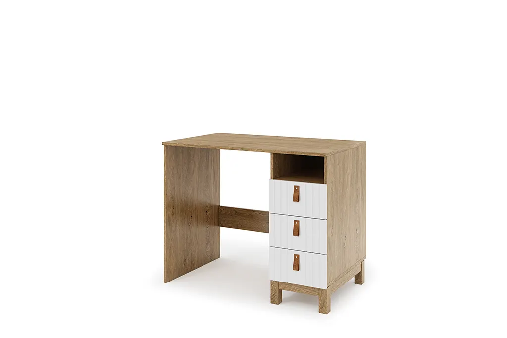 Biurko z szufladami MODERN 120 cm białe/dąb kamienny