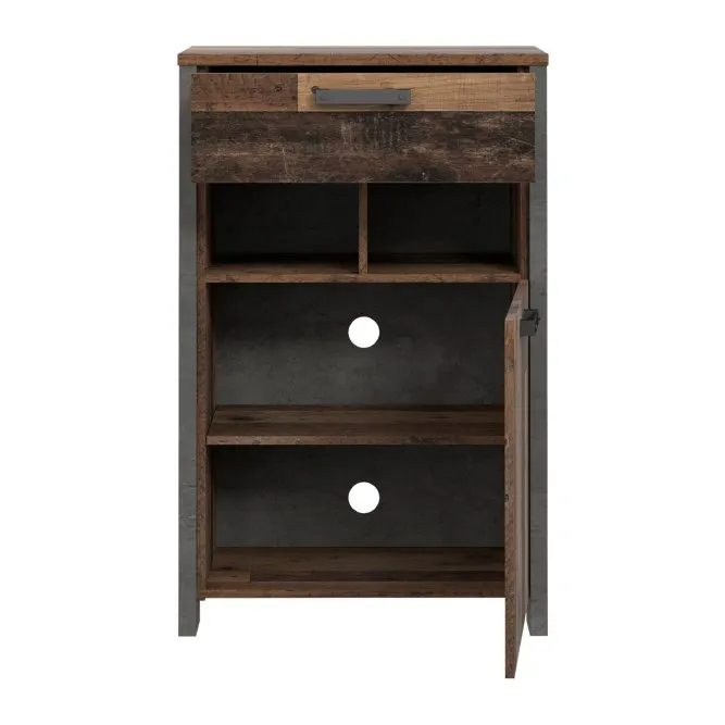 Szafka na buty CLIF z szufladą, szafką i wnękami - old wood vintage, beton - CLFD211-C546